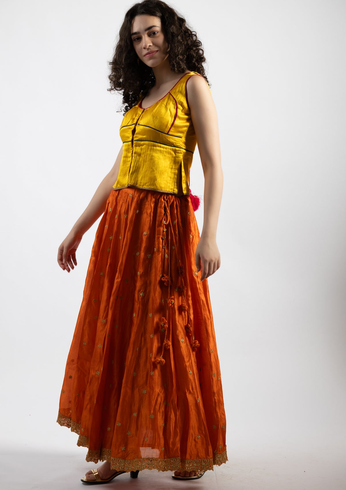 Radiant Yellow Mashru Top - Size Small