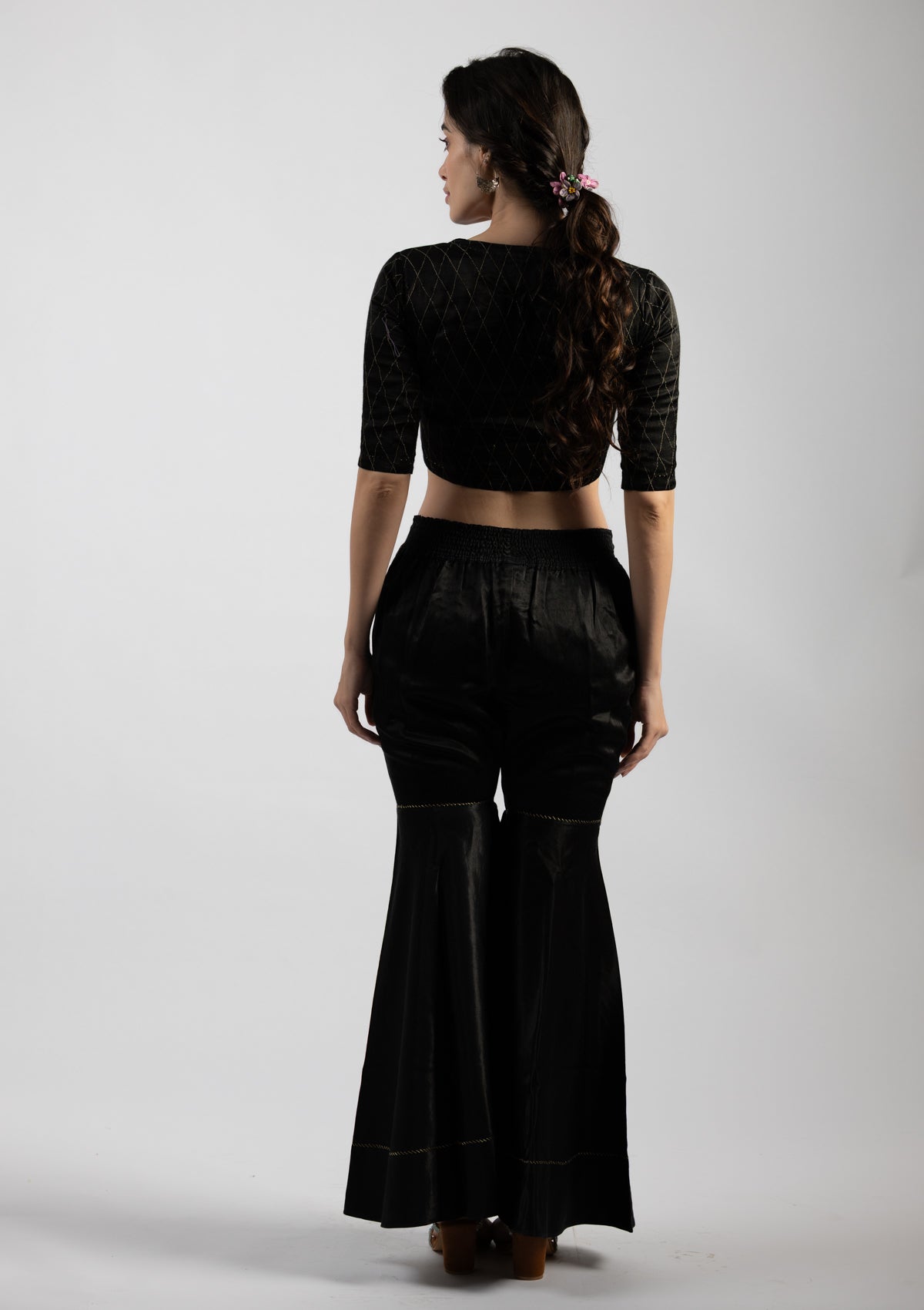 Jet Black Mashru Pant - Size Extra Small