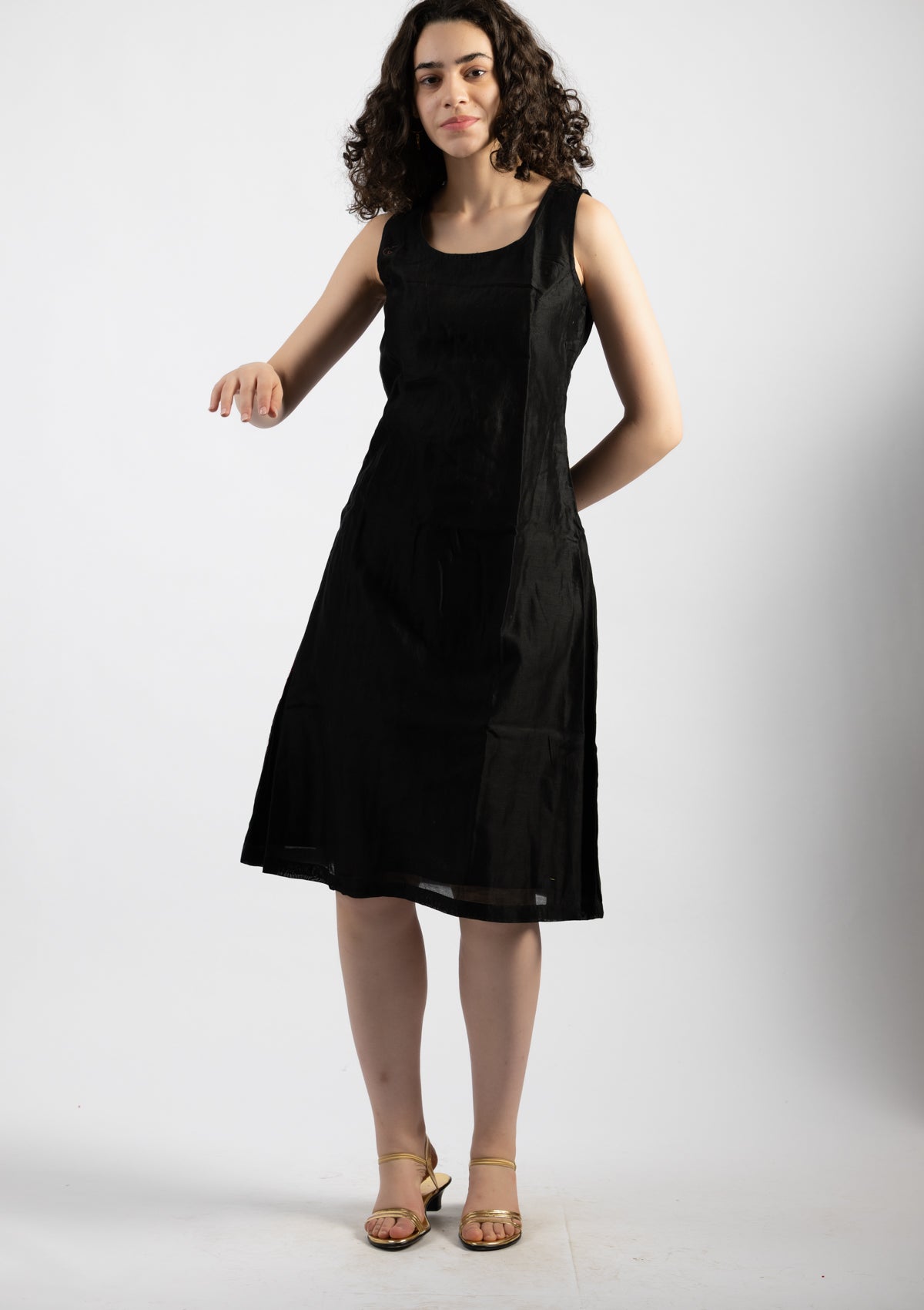 Midnight Spark Chanderi Dress - Size Extra Large