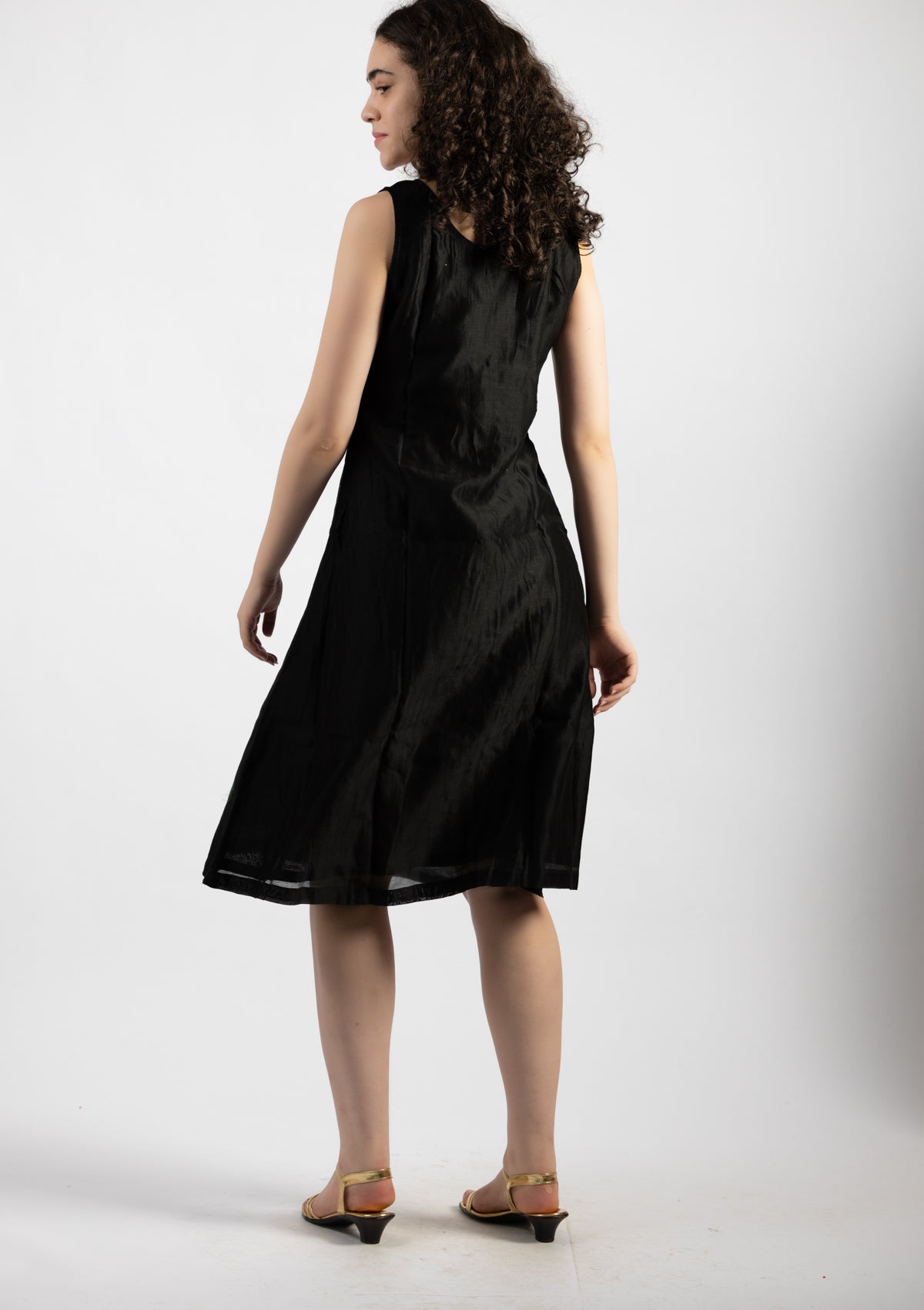 Midnight Spark Chanderi Dress - Size Extra Large