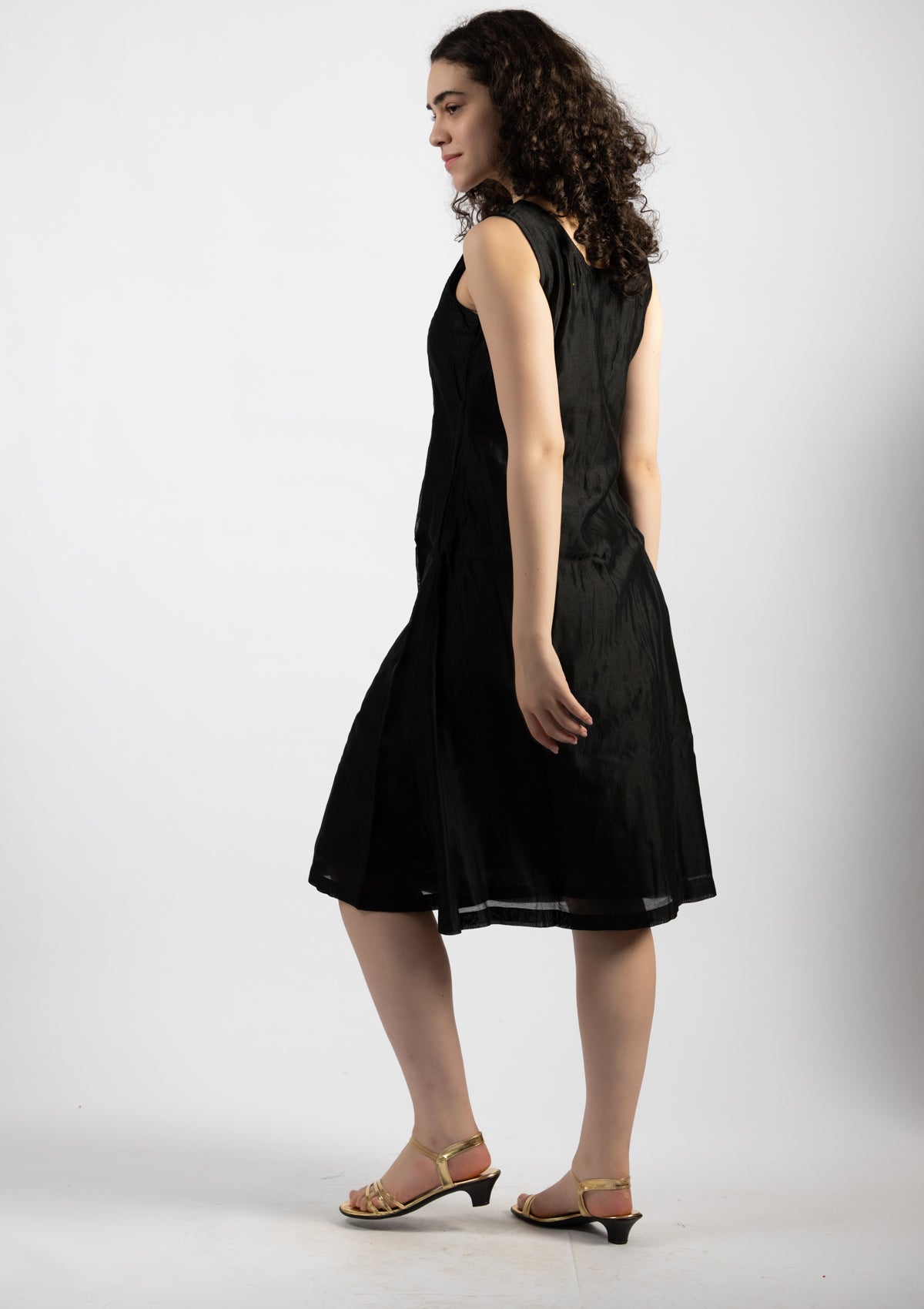 Midnight Spark Chanderi Dress - Size Extra Large