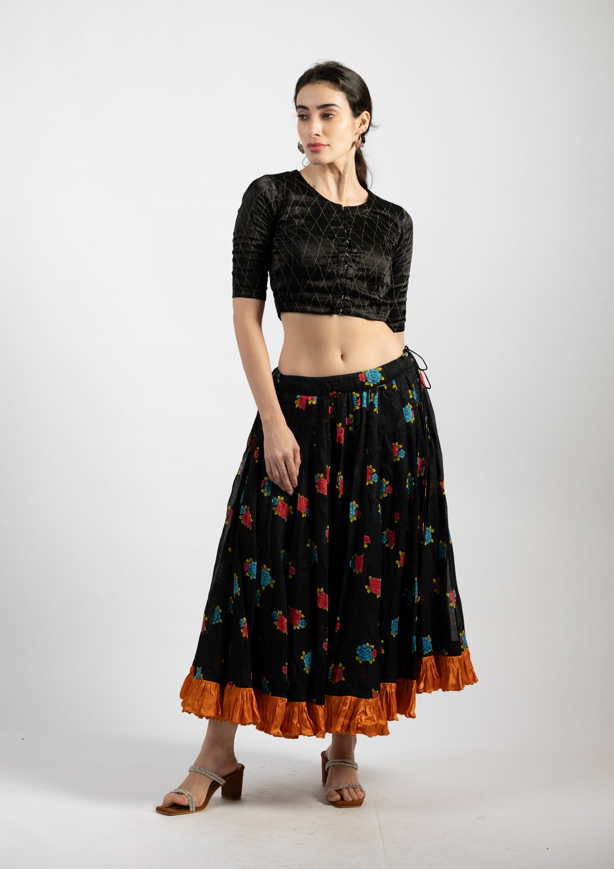 Black Berry Cotton Skirt - Size Medium