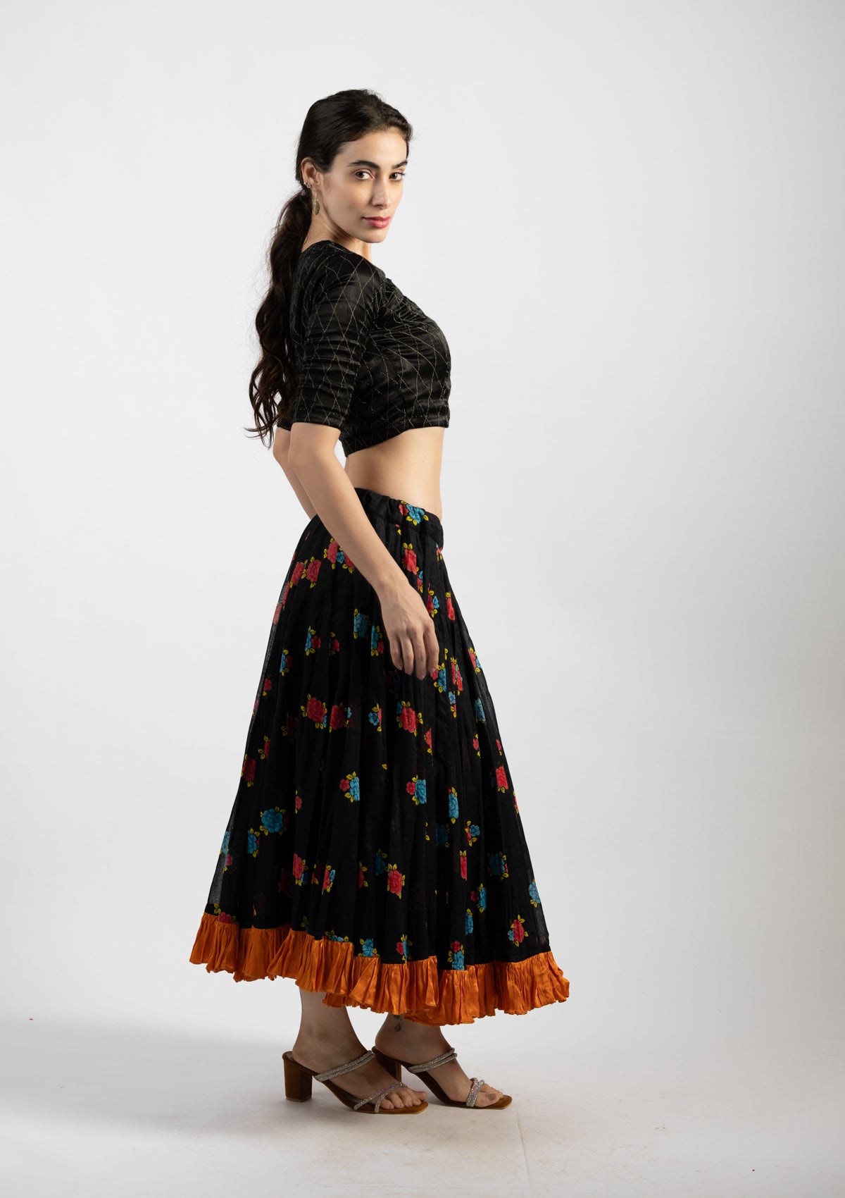 Black Berry Cotton Skirt - Size Medium