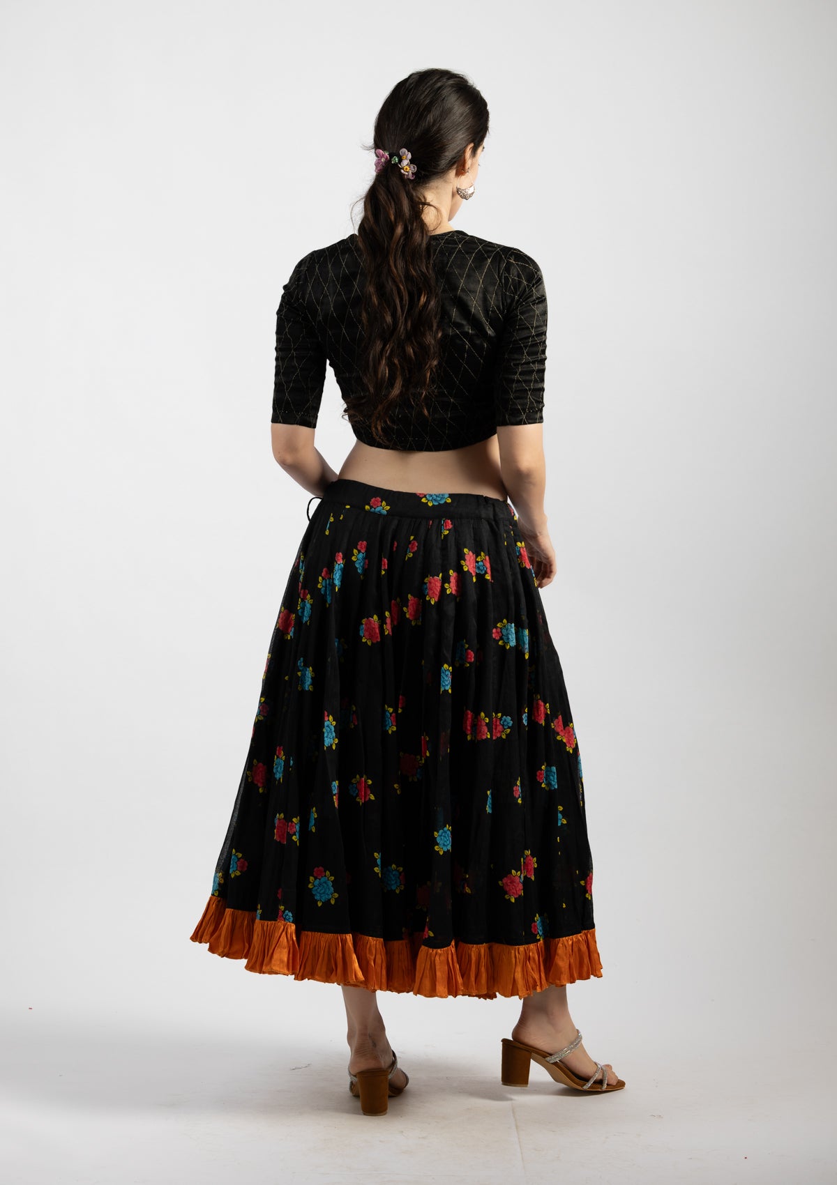 Black Berry Cotton Skirt - Size Medium