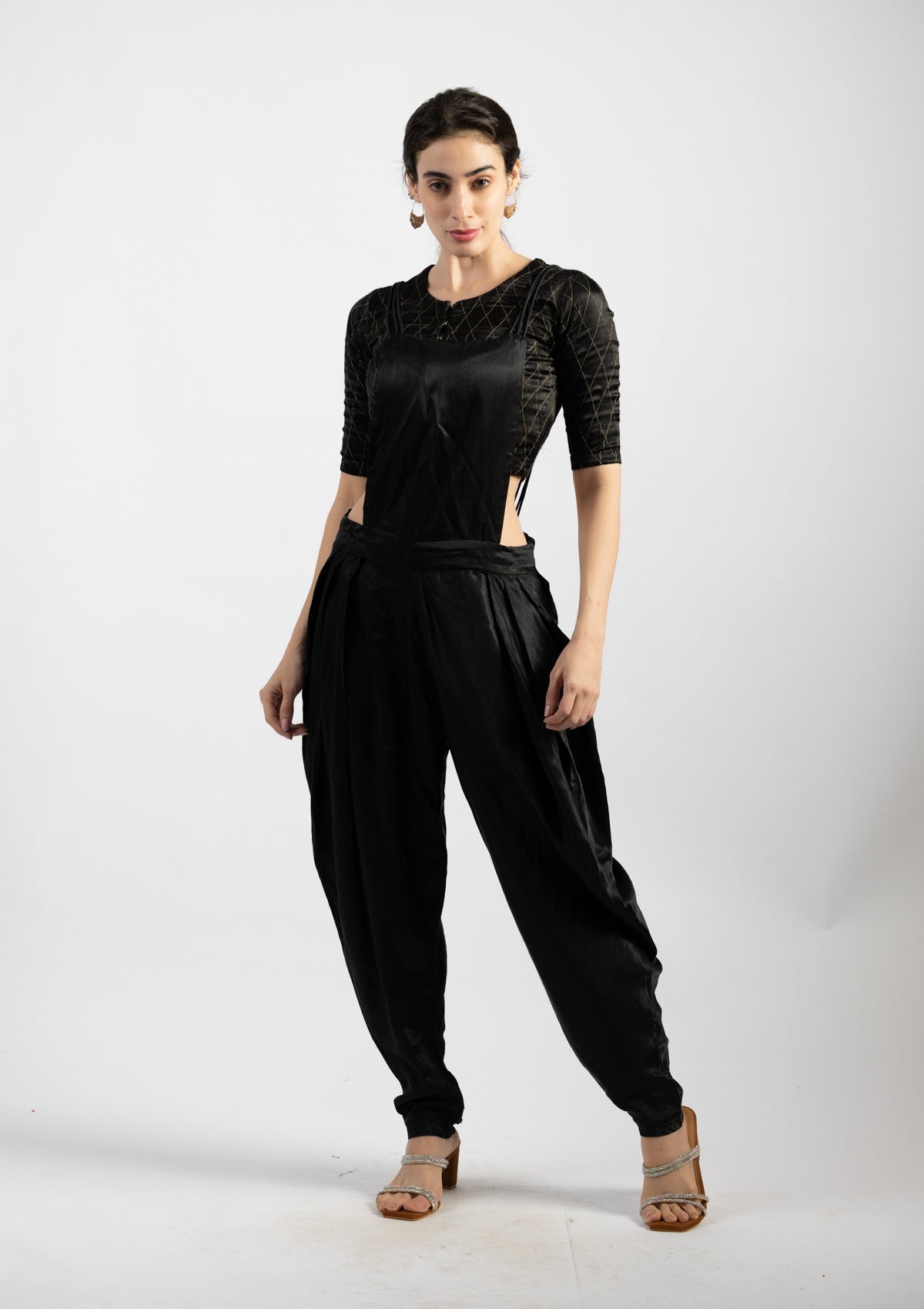 Cocoa Black Mashru Dangree - Size Medium