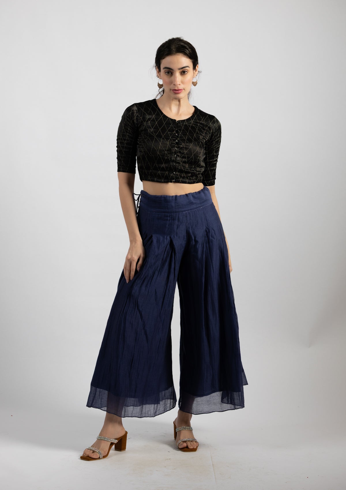 Misty Blue Chanderi Trousers - Size Small
