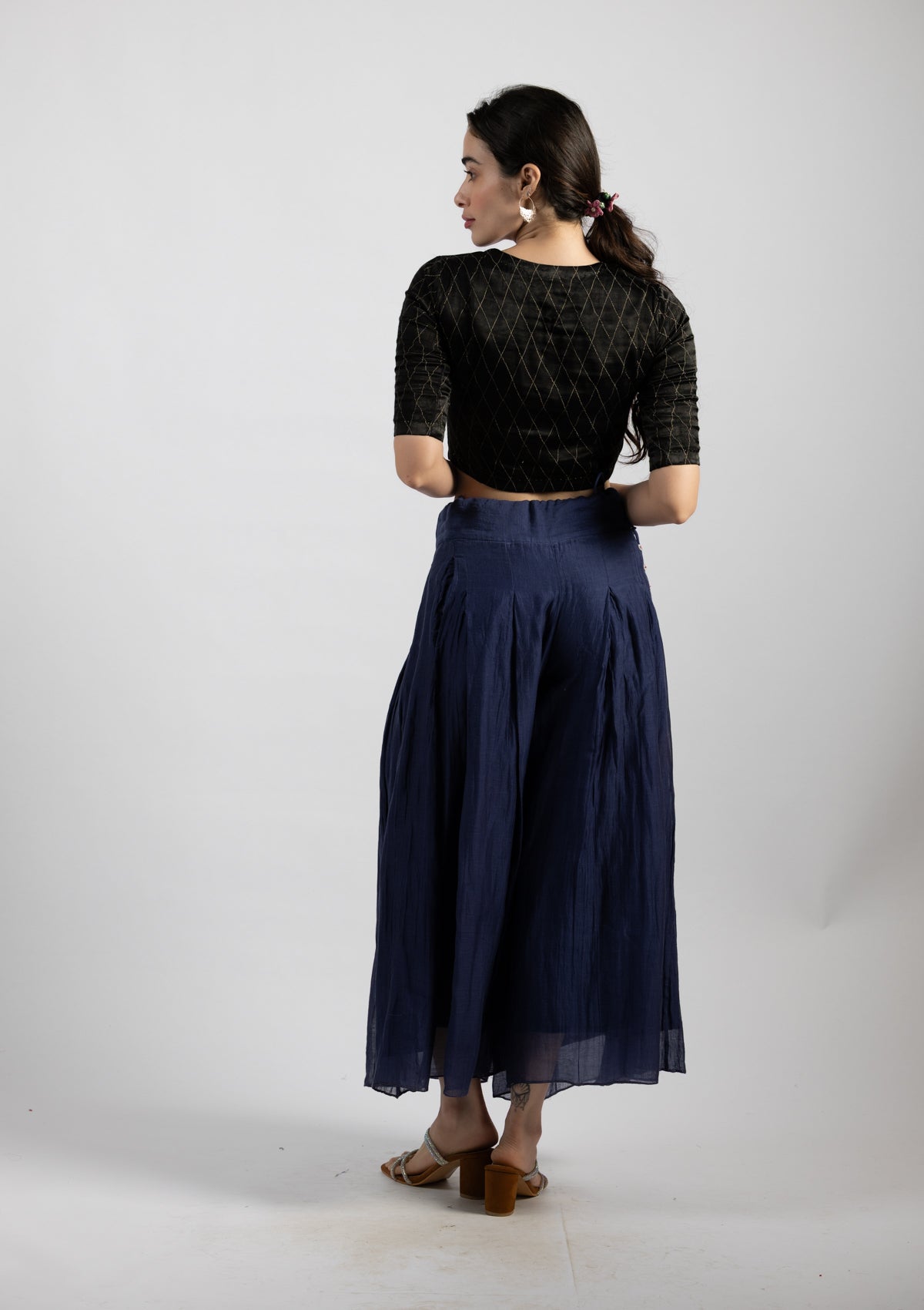 Misty Blue Chanderi Trousers - Size Small