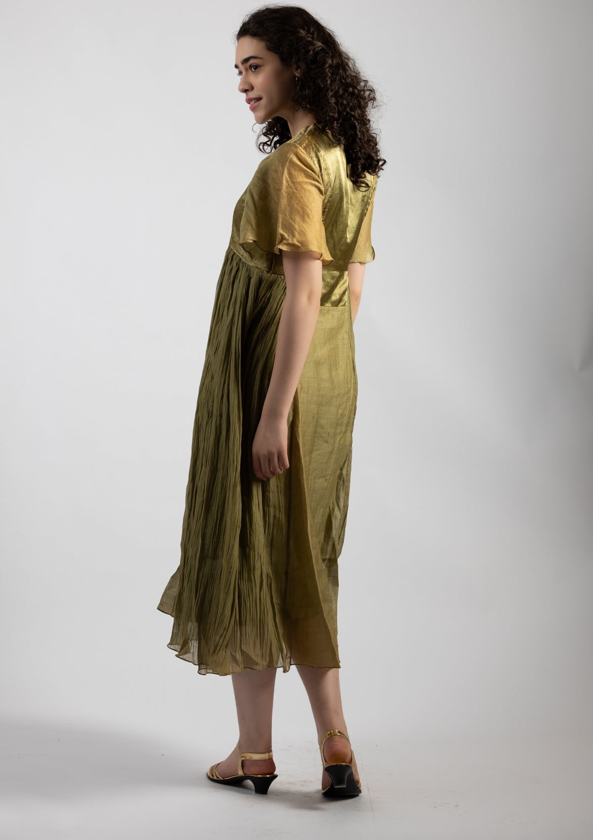 Sage Green Chanderi Dress - Size Extra Large