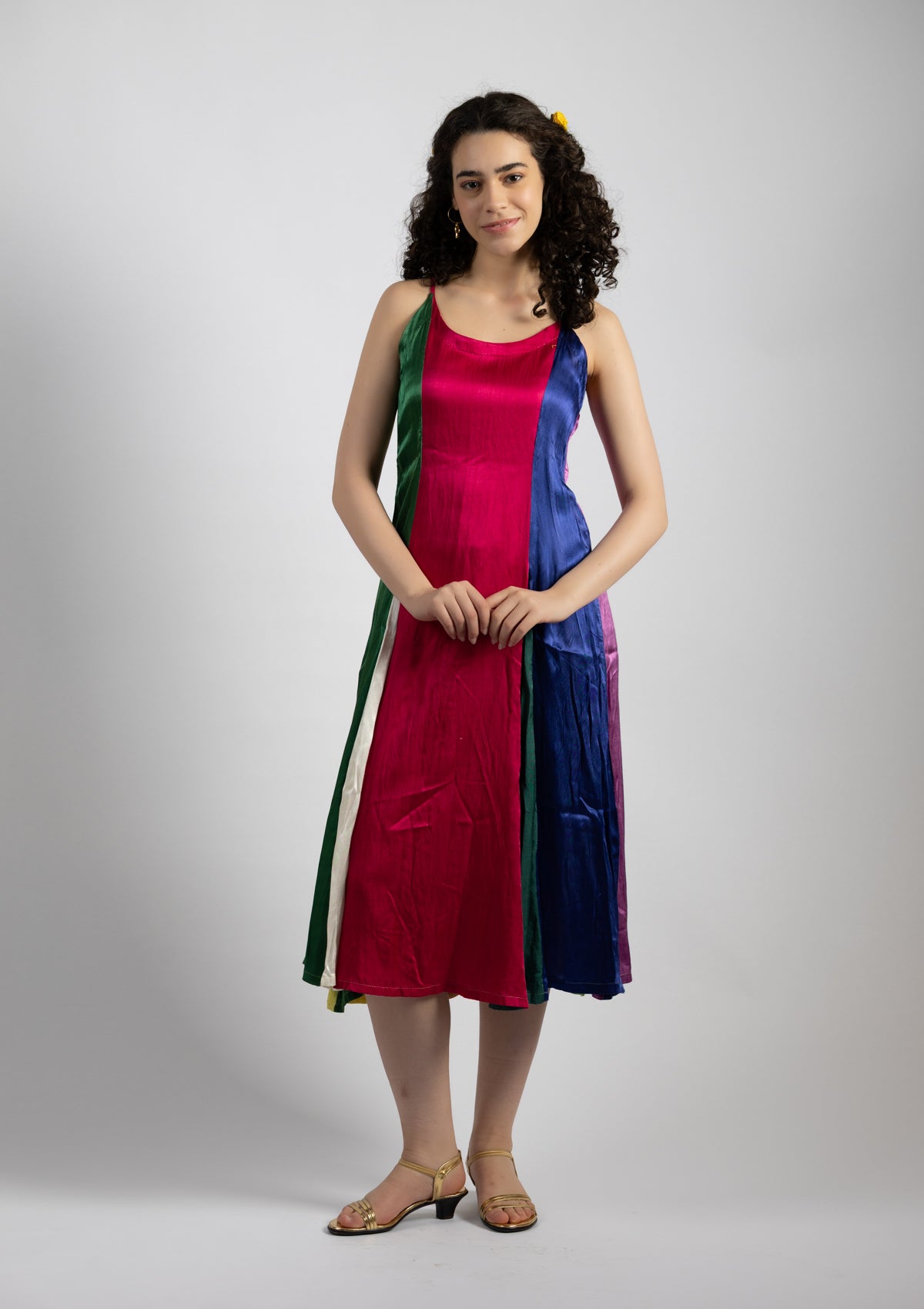 Jestier Multi Color Mashru Dress - Size Medium