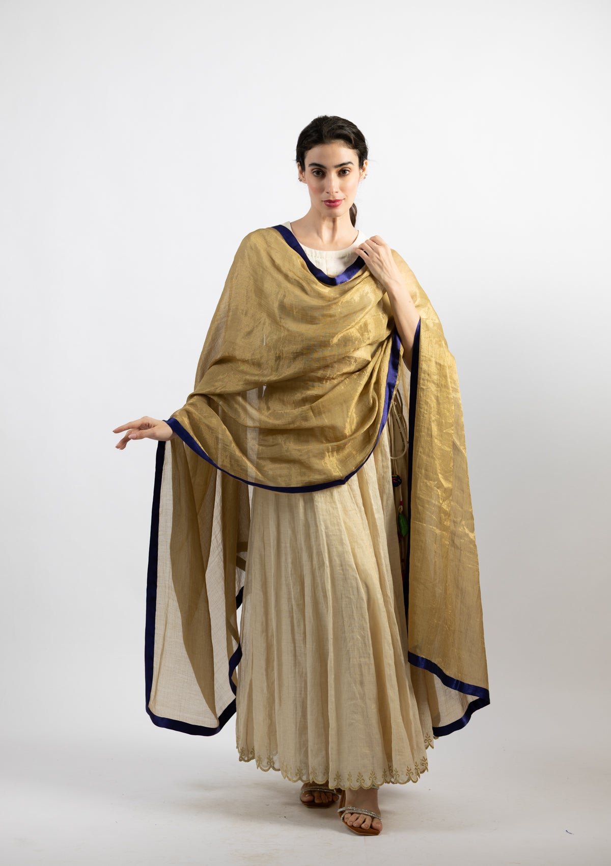 Golden Chanderi Tissue Dupatta