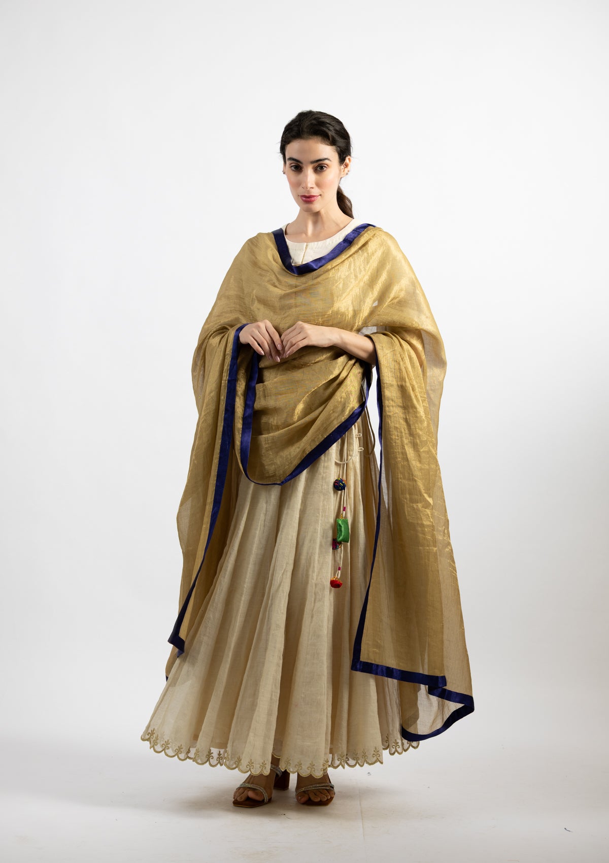 Golden Chanderi Tissue Dupatta