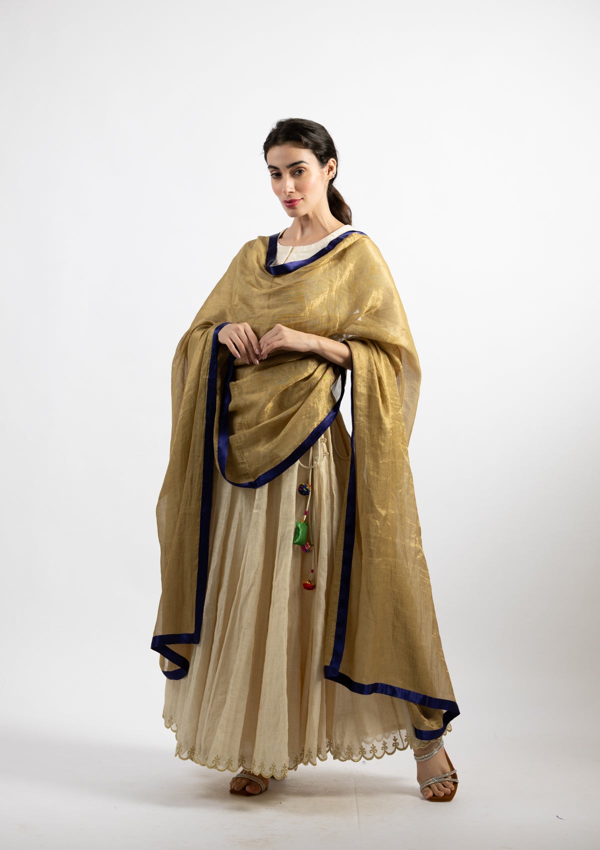 Golden Chanderi Tissue Dupatta