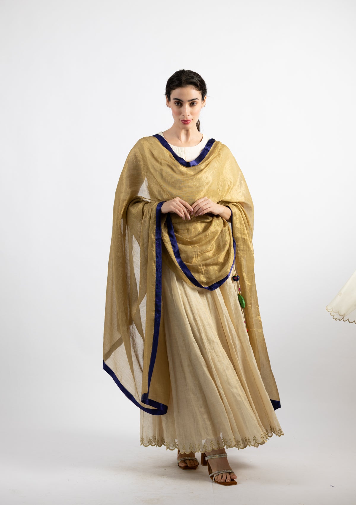 Golden Chanderi Tissue Dupatta