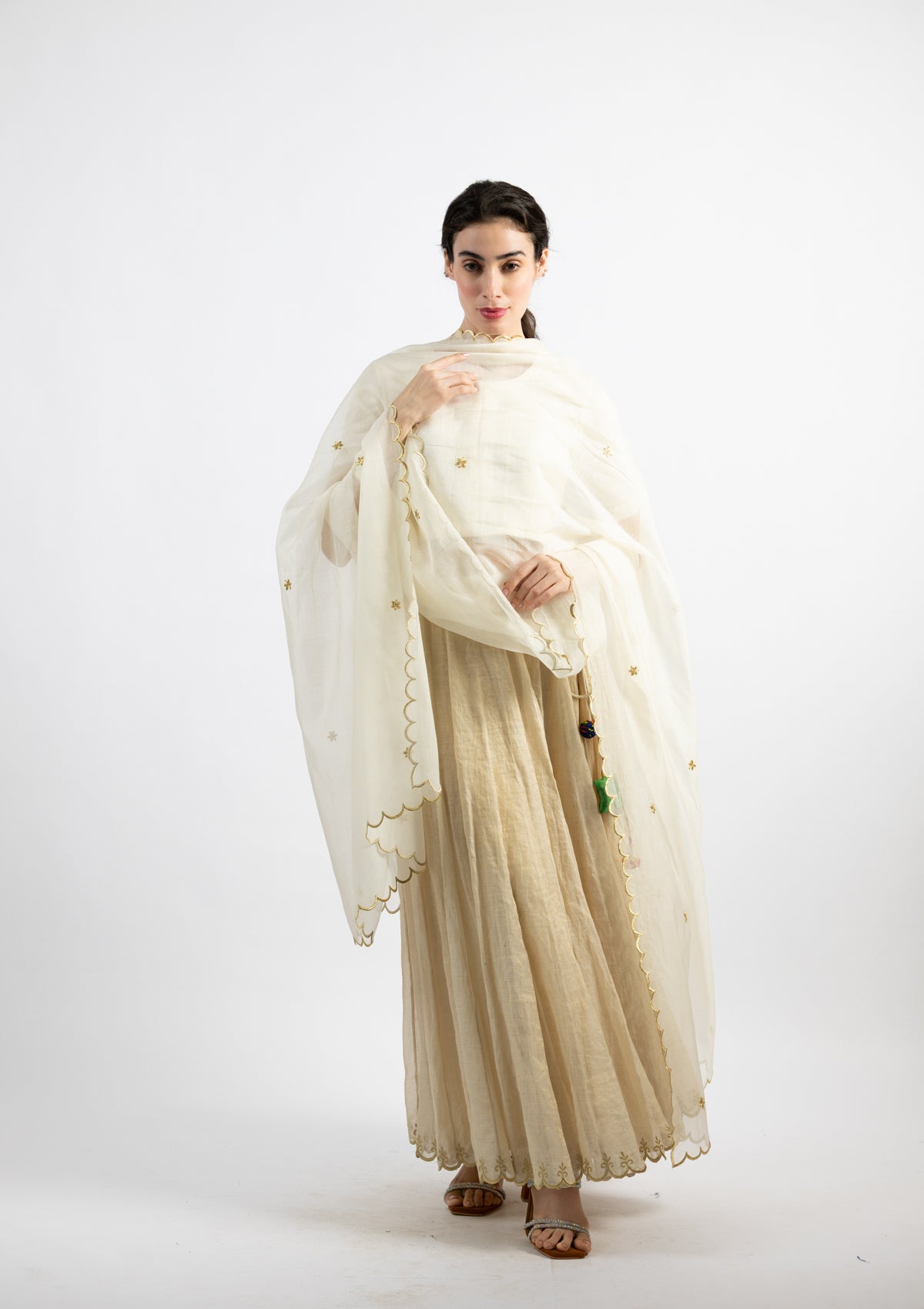 Pearl Chanderi Dupatta with Zari Borders