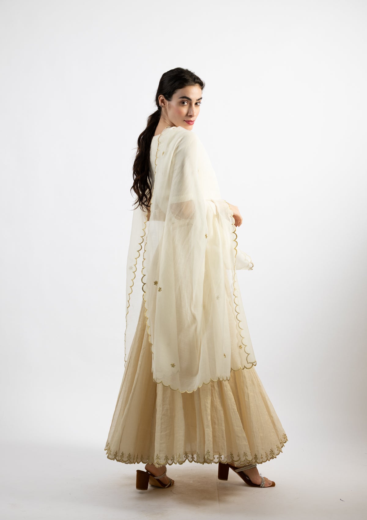 Pearl Chanderi Dupatta with Zari Borders