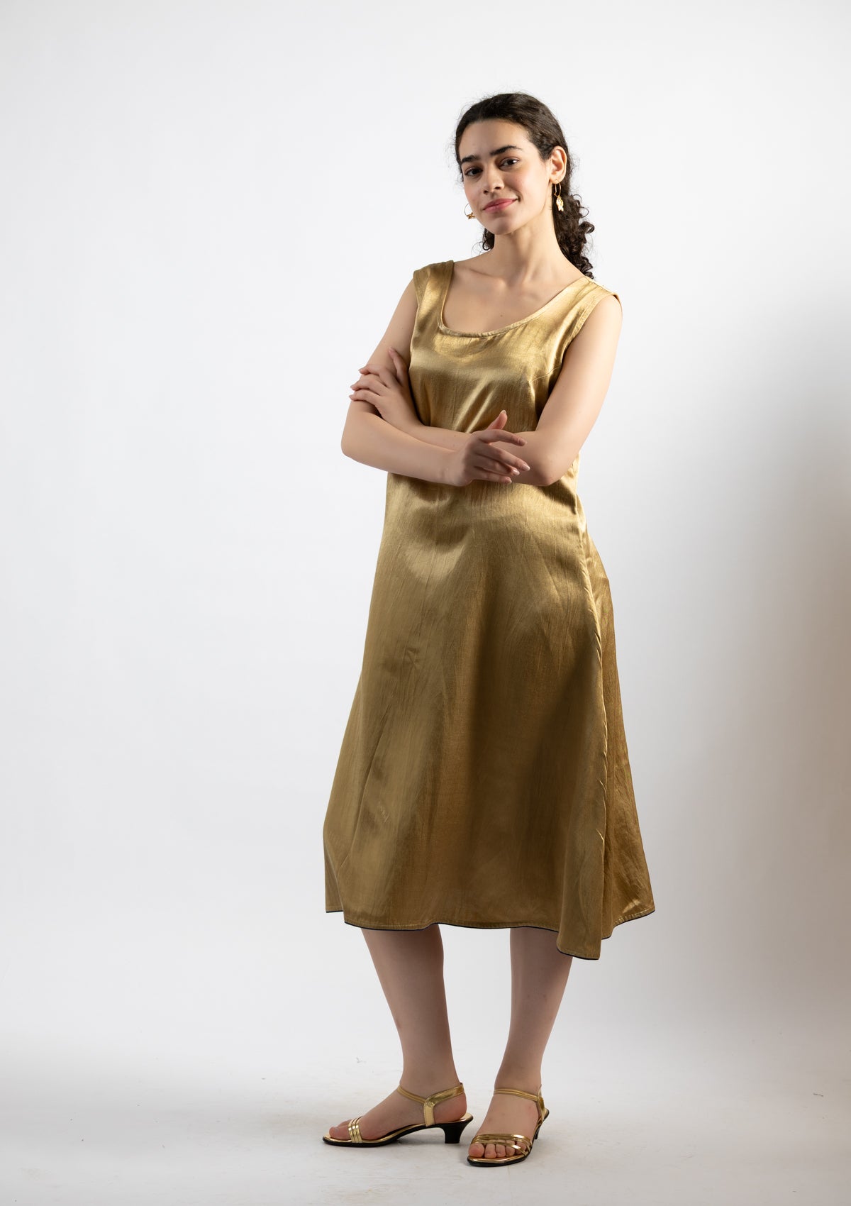 Bronze Mashru Dress - Size Small