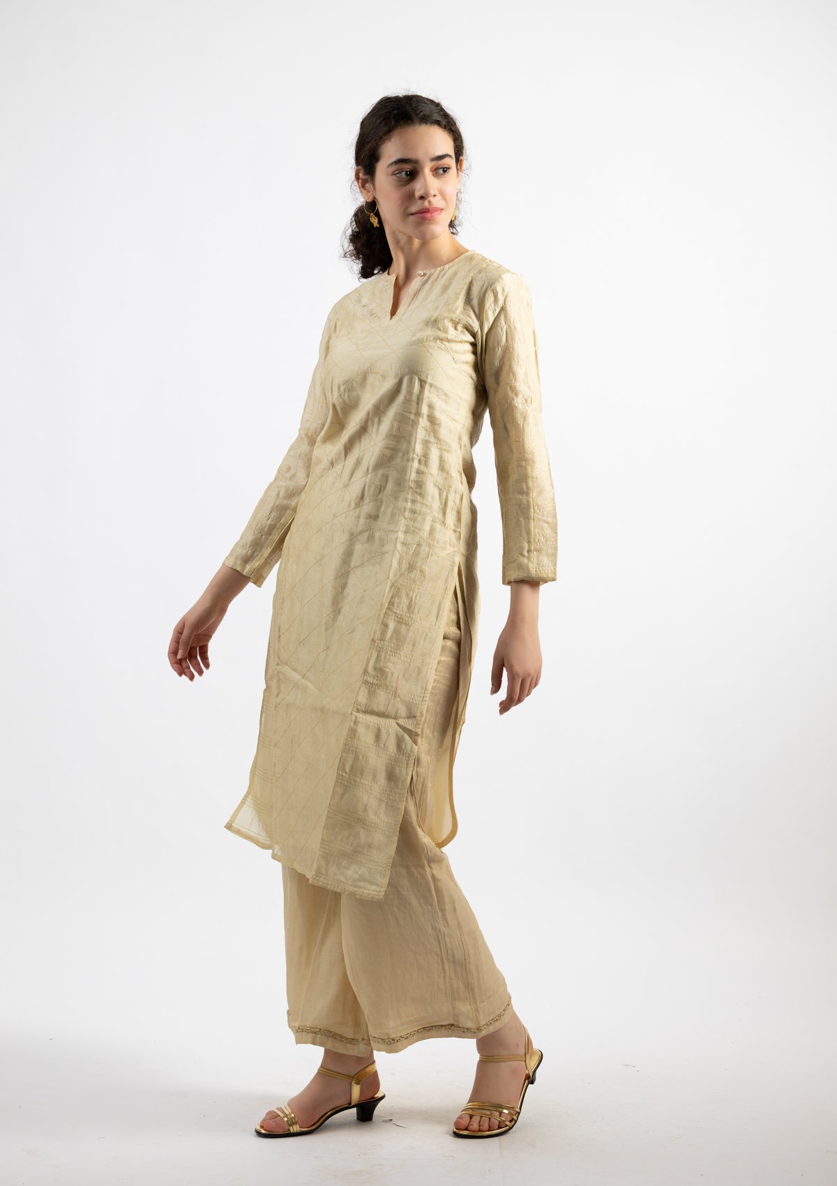 Dreamy Chanderi Kurta Pant Set- Size Small