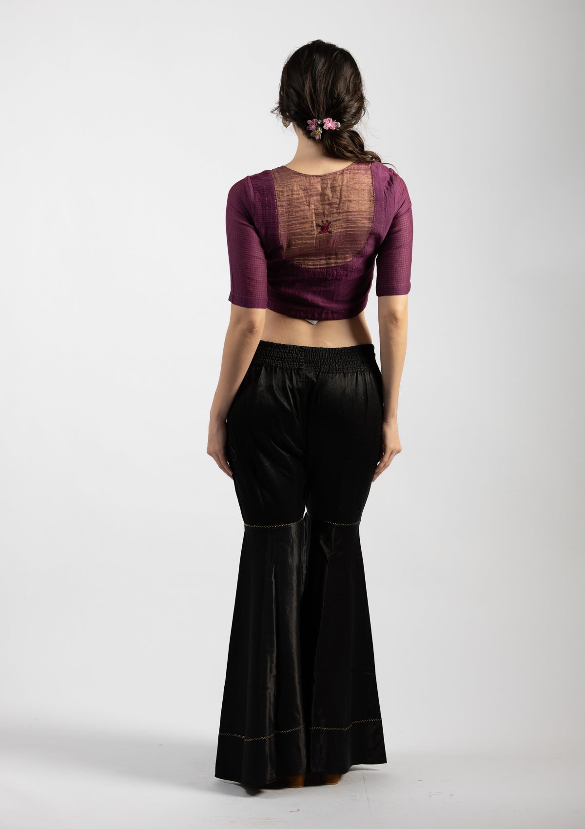 Old Burgundy  Chanderi Blouse - Size Extra Small