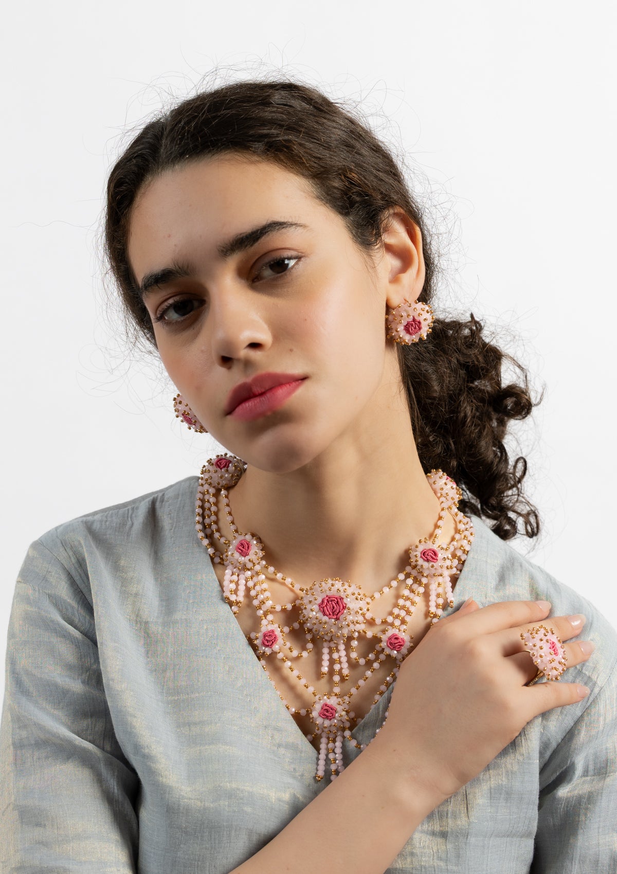 Elevia Floral Necklace & Earrings Set