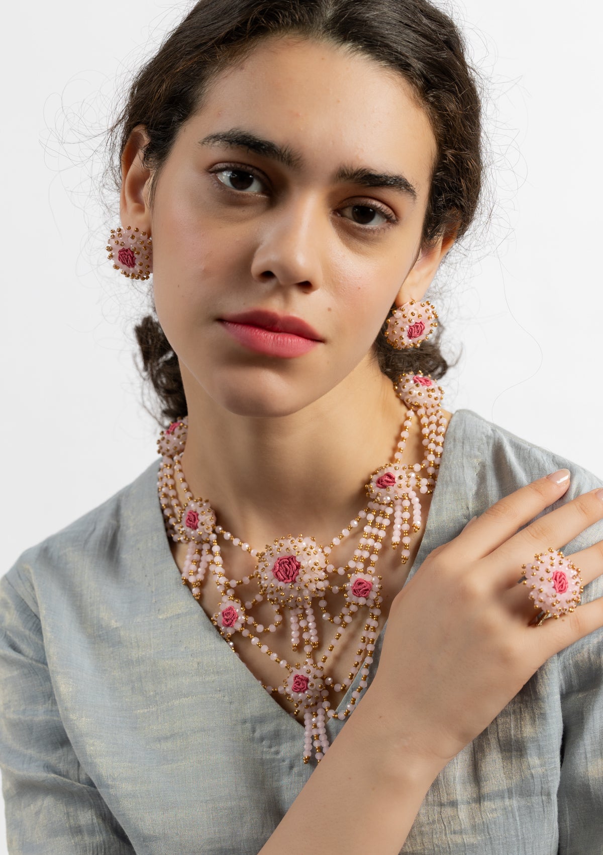 Elevia Floral Necklace & Earrings Set