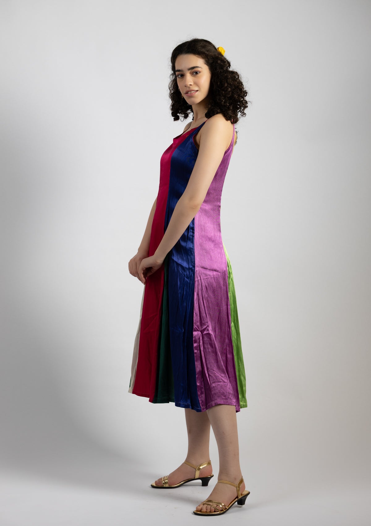 Jestier Multi Color Mashru Dress - Size Medium