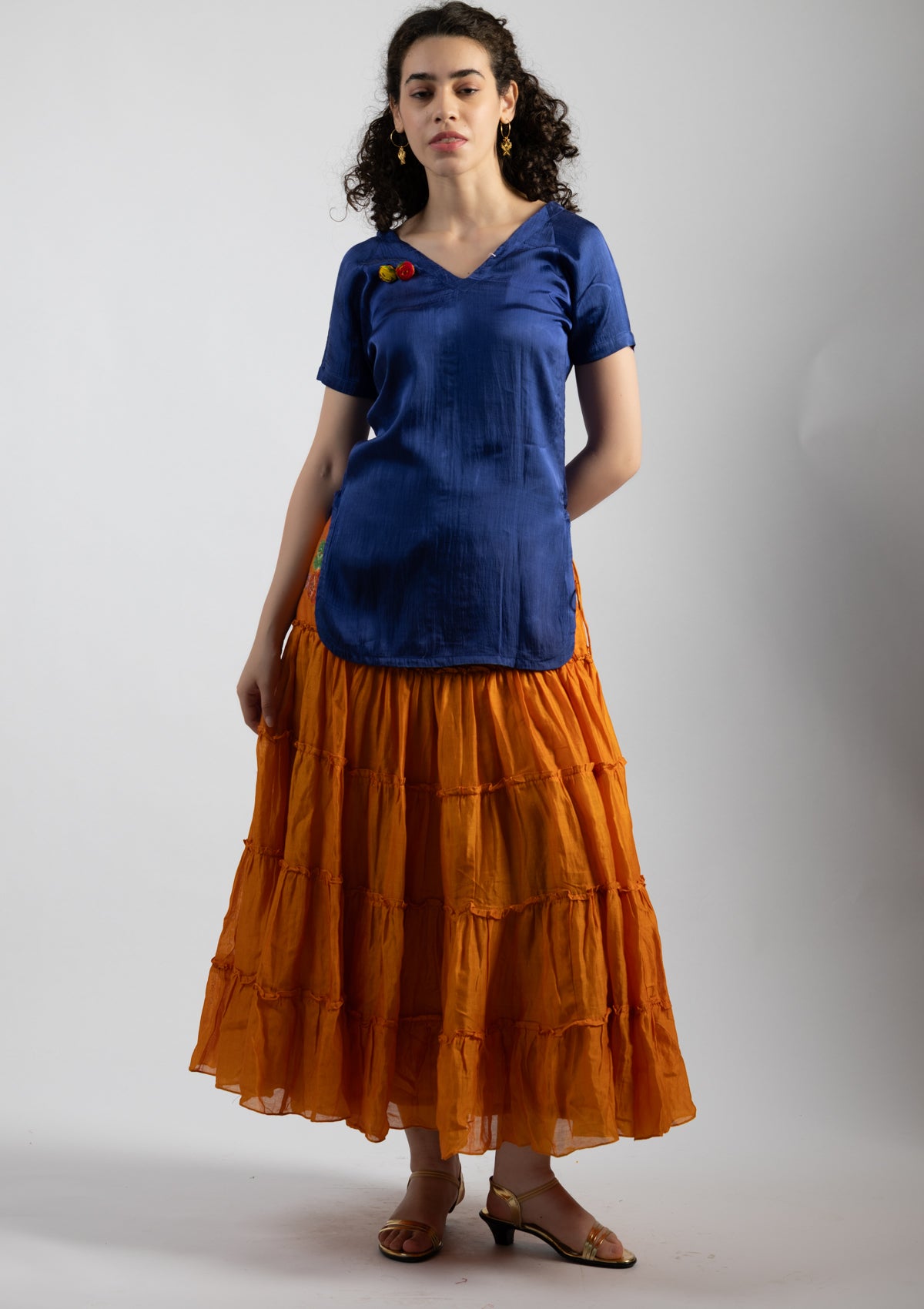 Neela Chanderi Top - Size Small