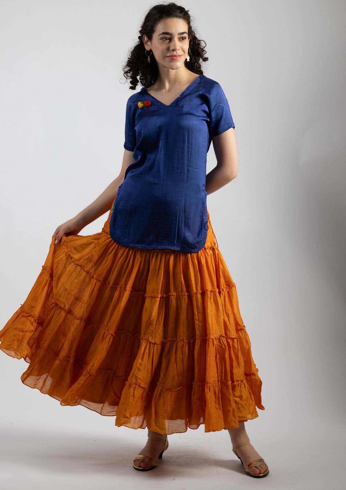 Neela Chanderi Top - Size Small