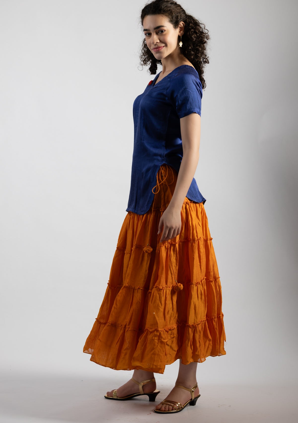 Amber Orange Cotton Skirt - Size Small