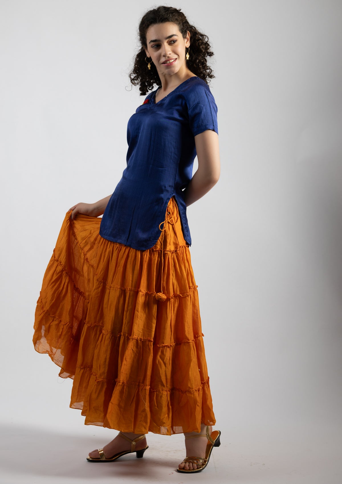 Amber Orange Cotton Skirt - Size Small