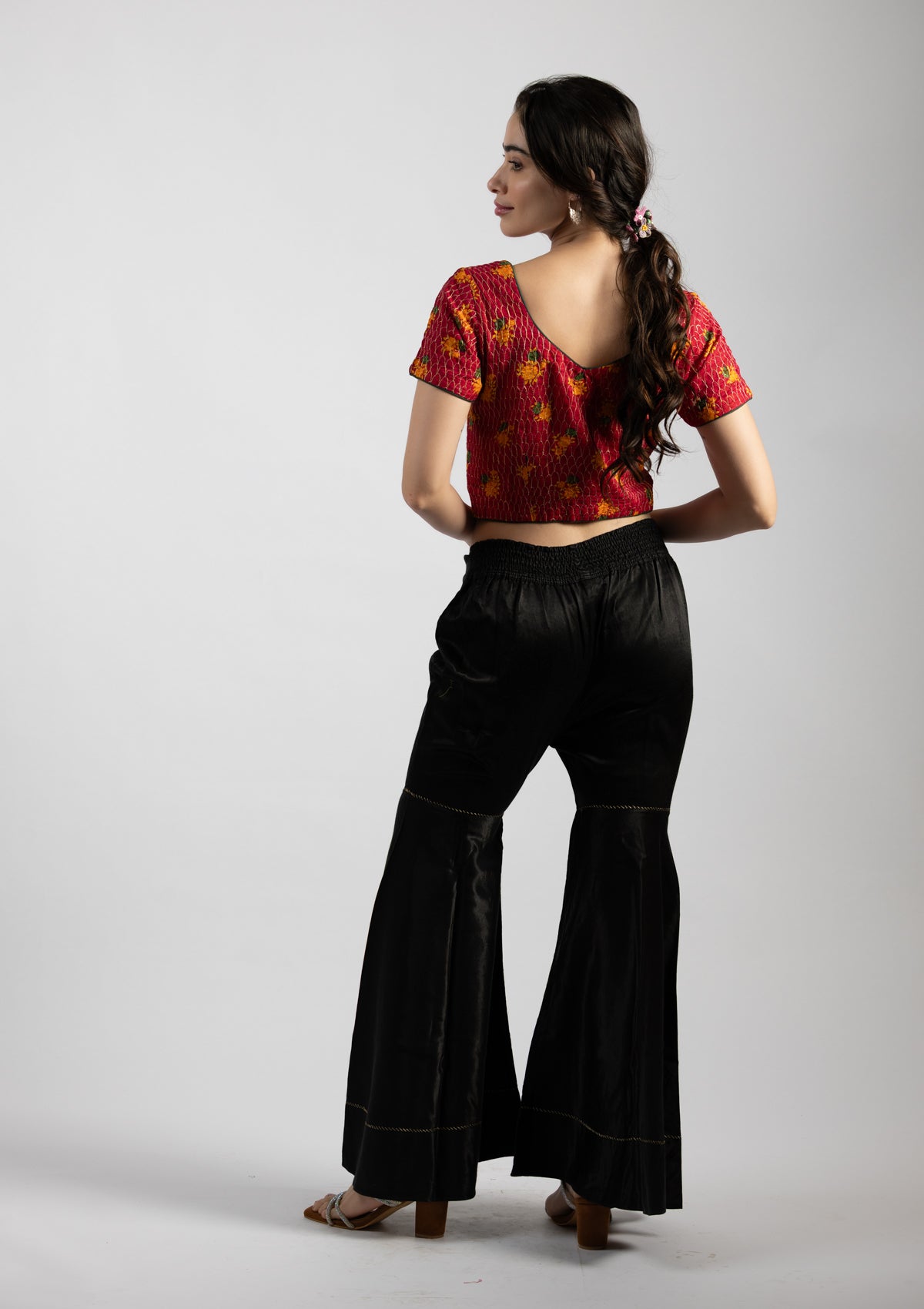 Rili Red Embroidered Cotton Blouse - Size Extra Small