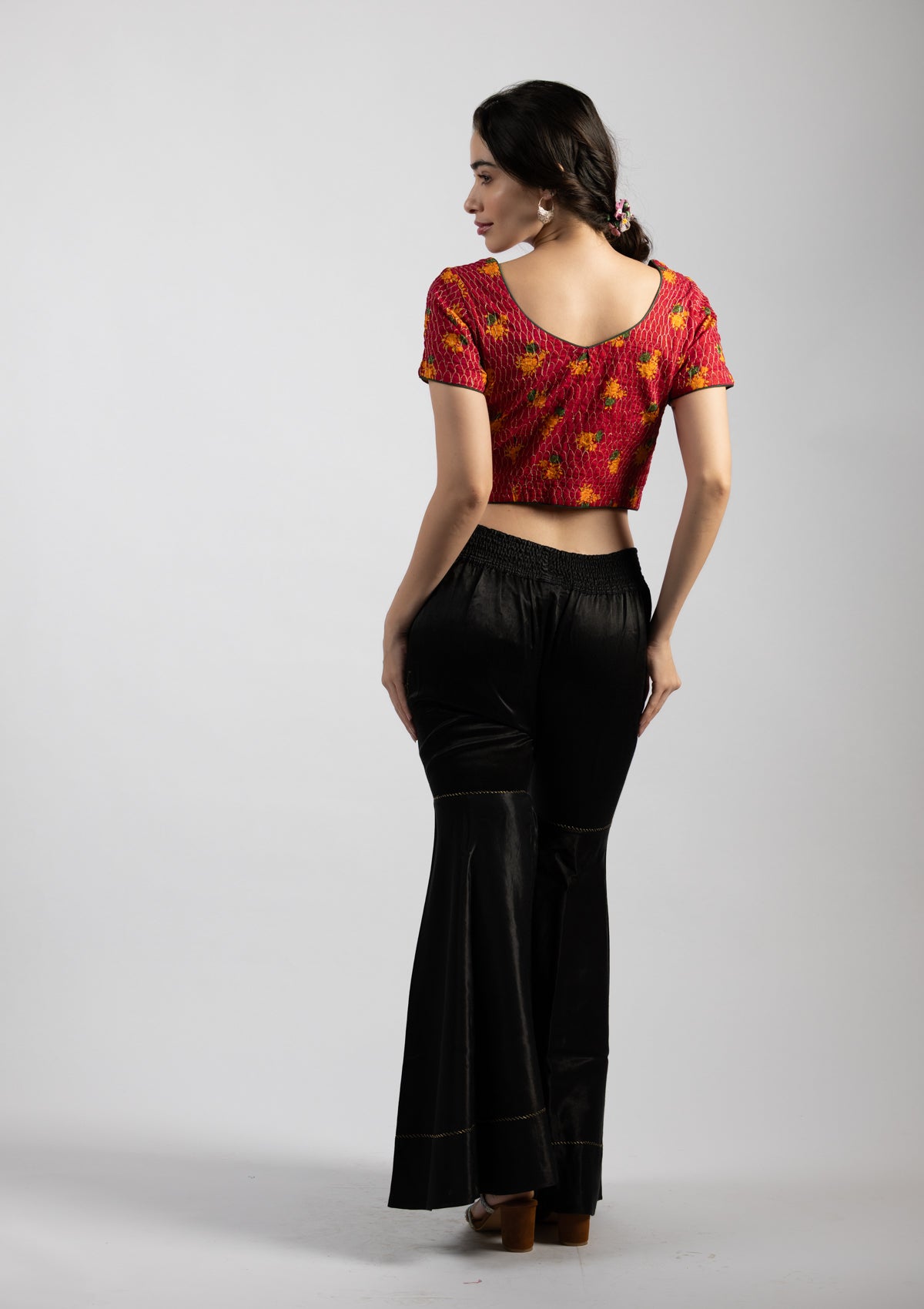 Rili Red Embroidered Cotton Blouse - Size Extra Small