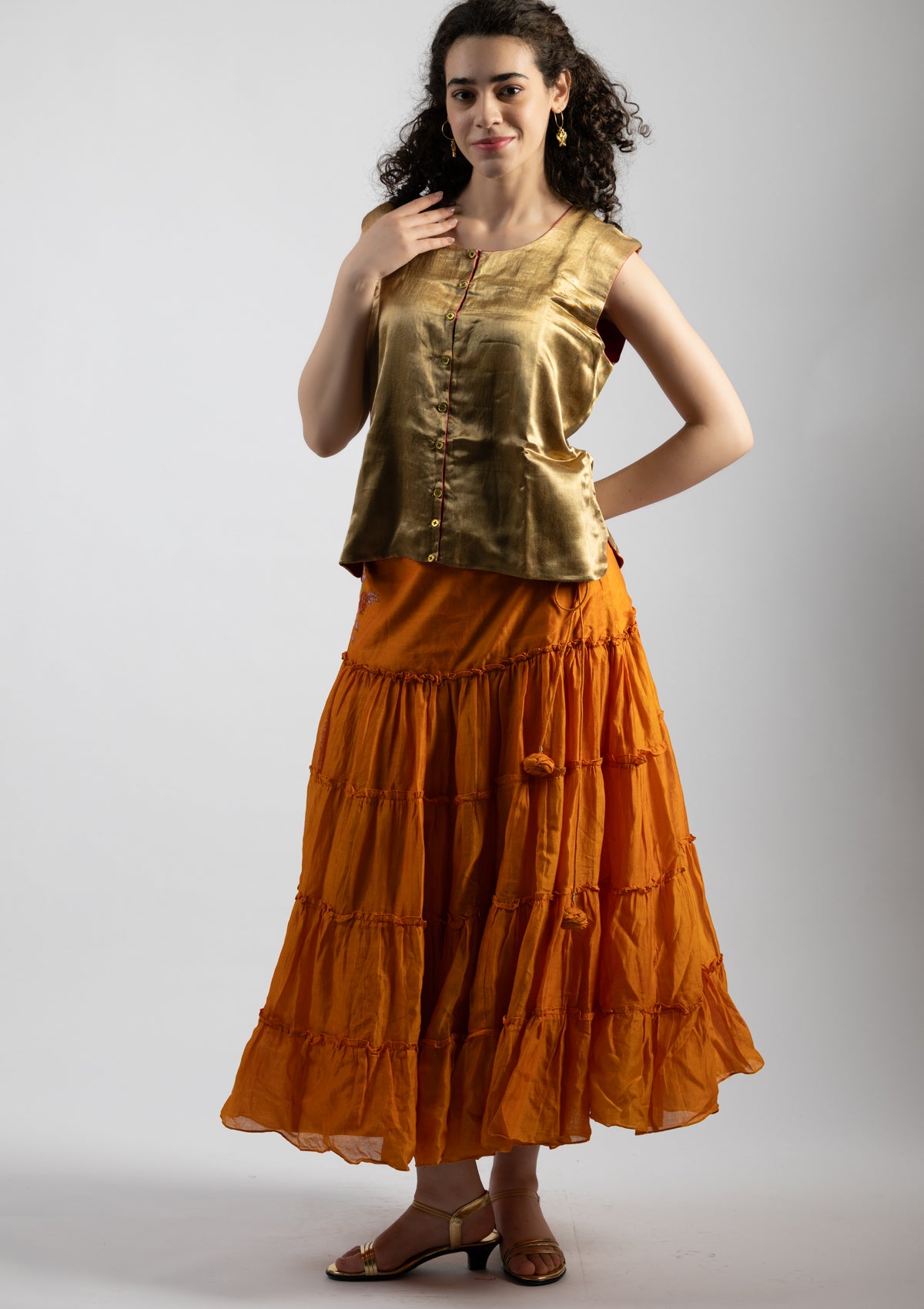 Rami Golden Mashru Jacket - Size Large