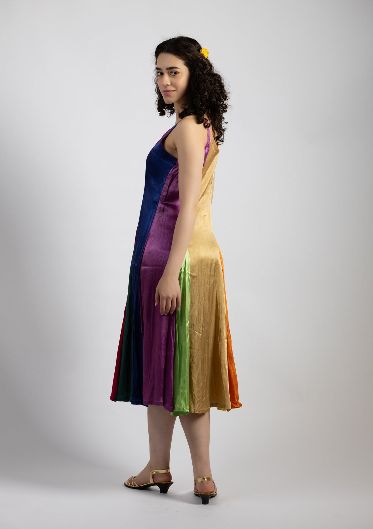 Jestier Multi Color Mashru Dress - Size Medium