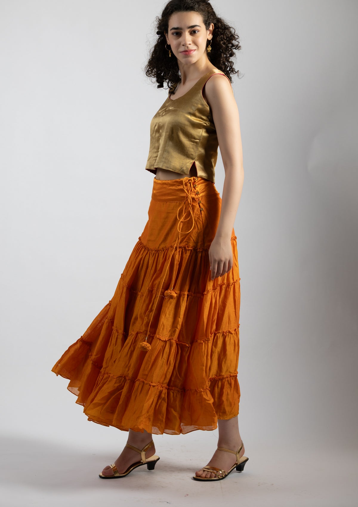 Sona Golden Mashru Top - Size Small