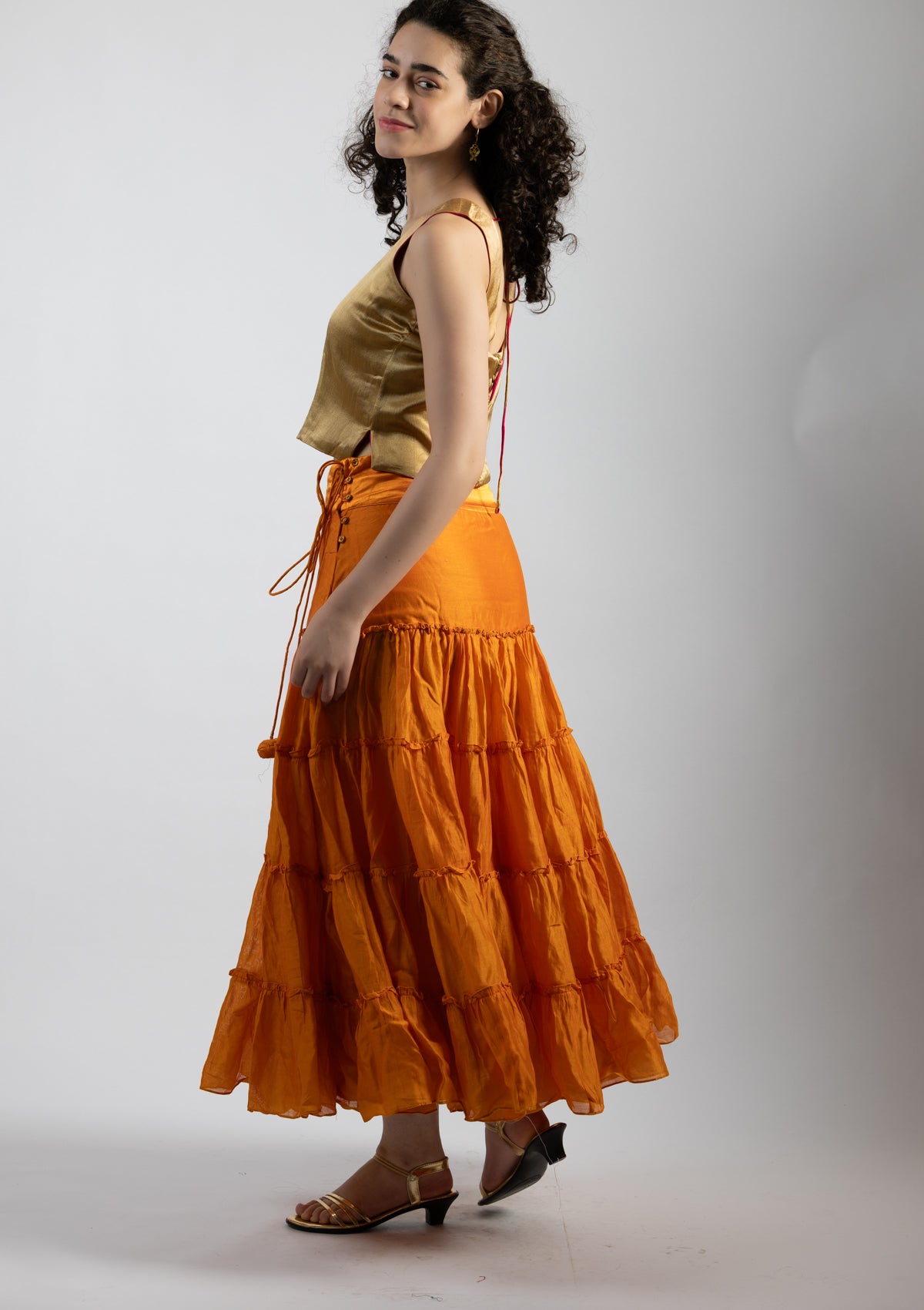 Sona Golden Mashru Top - Size Small