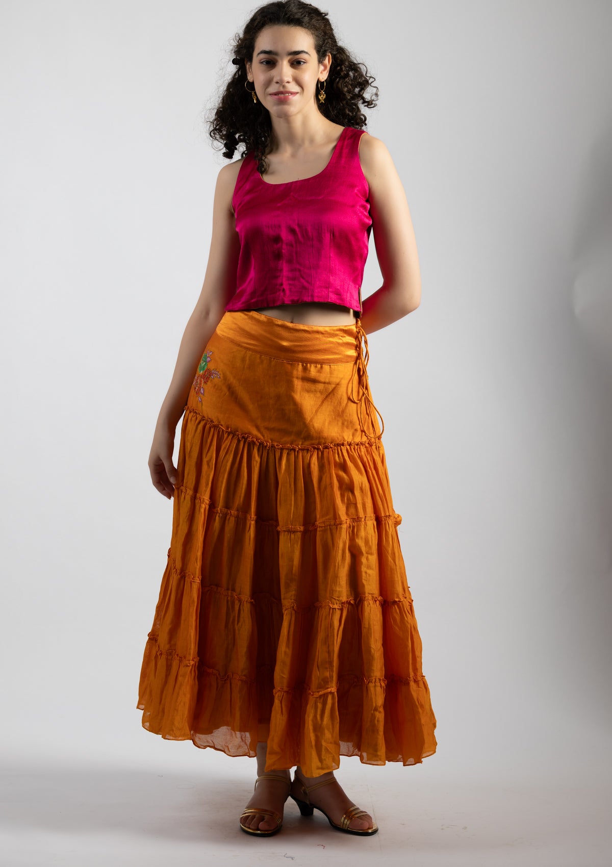 Tina Pink Mashru Top - Size Medium