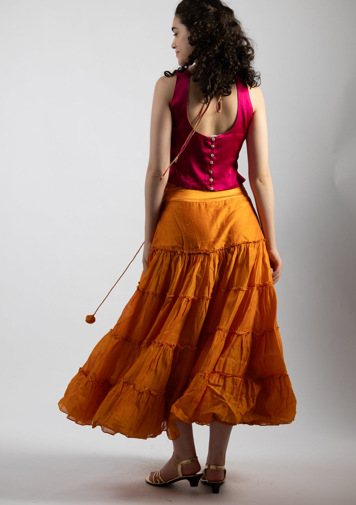 Tina Pink Mashru Top - Size Medium