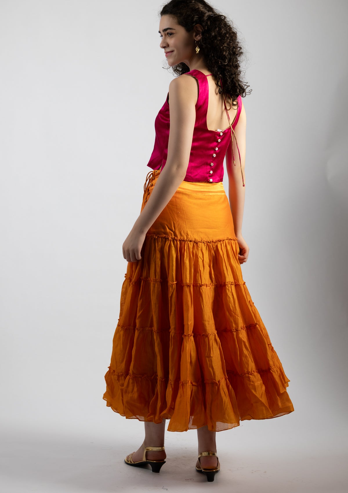 Tina Pink Mashru Top - Size Medium