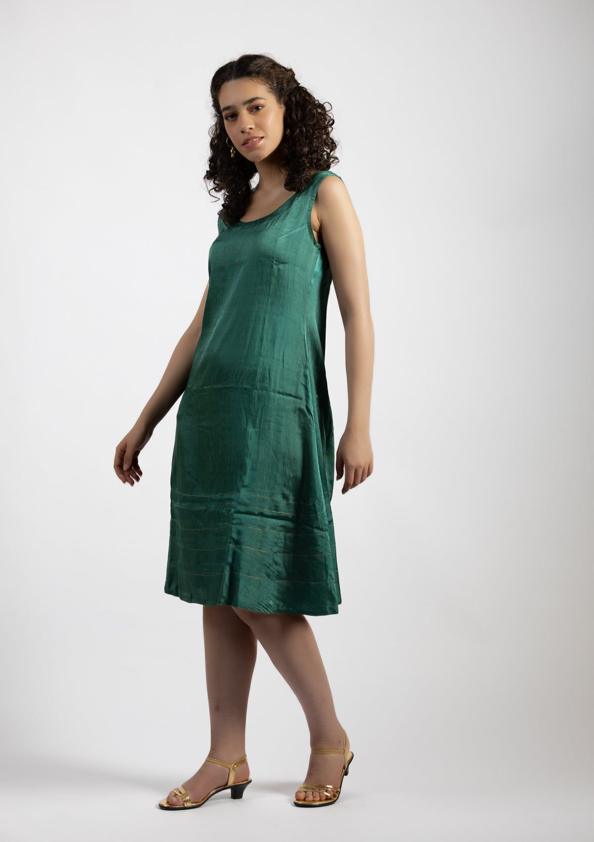 Forest Green  Chanderi Dress - Size Medium to Large