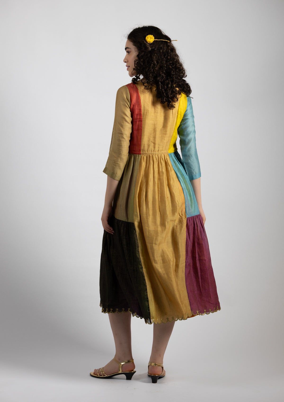 Riva Color Obscuring Chanderi Dress - Size Small