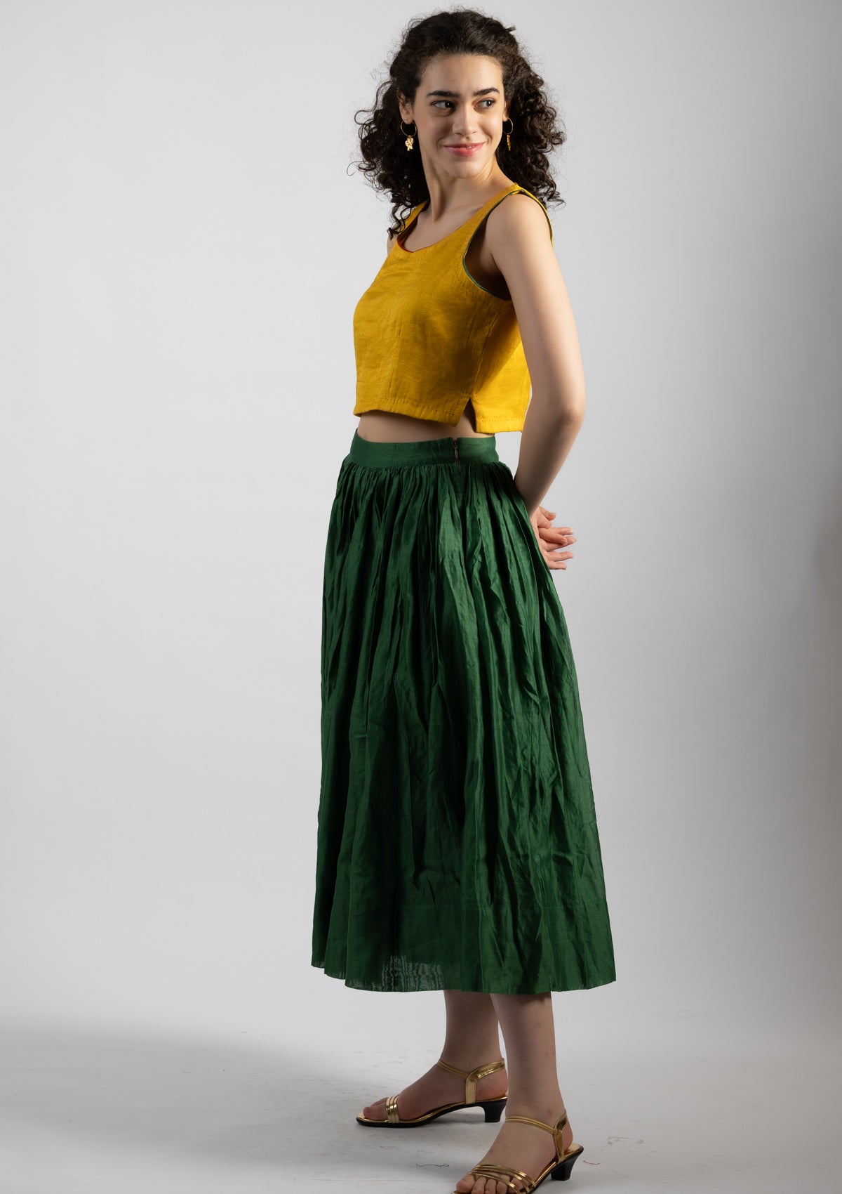 Sunlet Yellow Chanderi Top - Size Medium