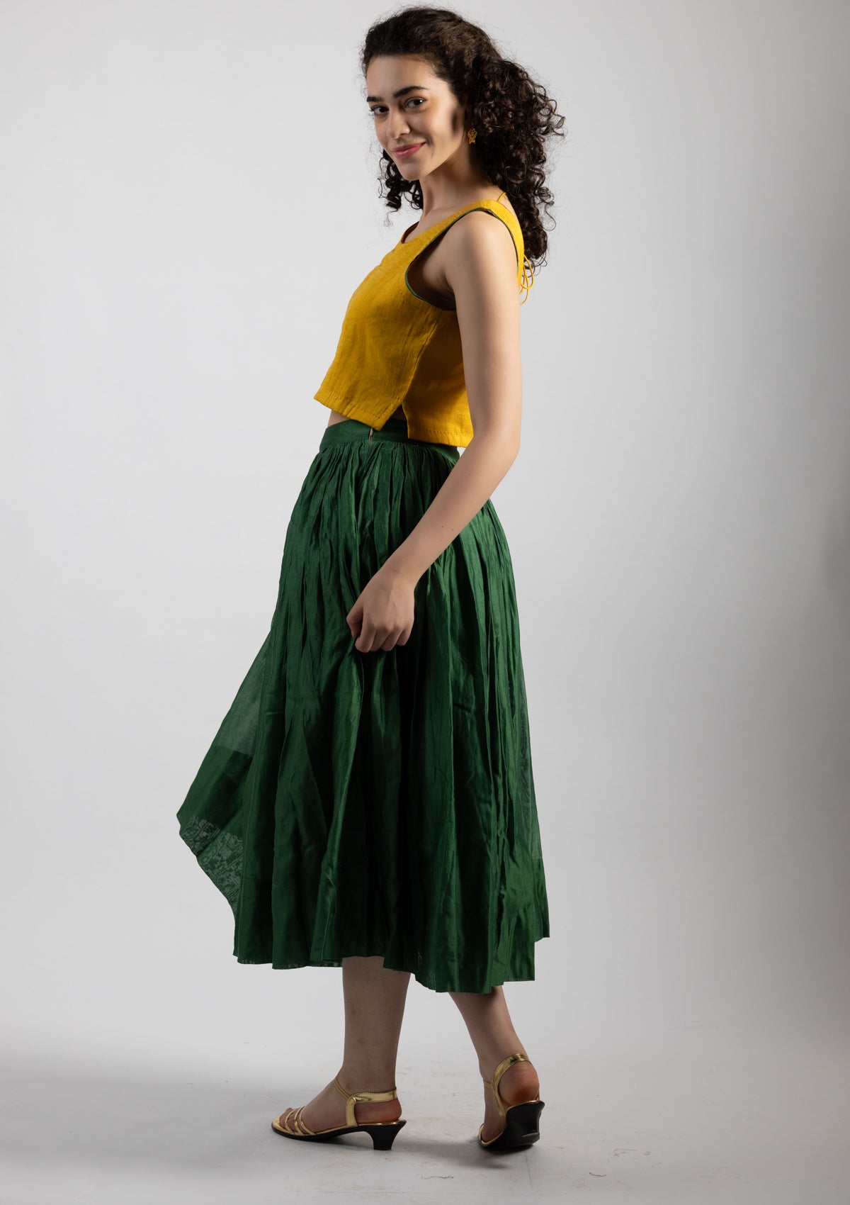 Sunlet Yellow Chanderi Top - Size Medium