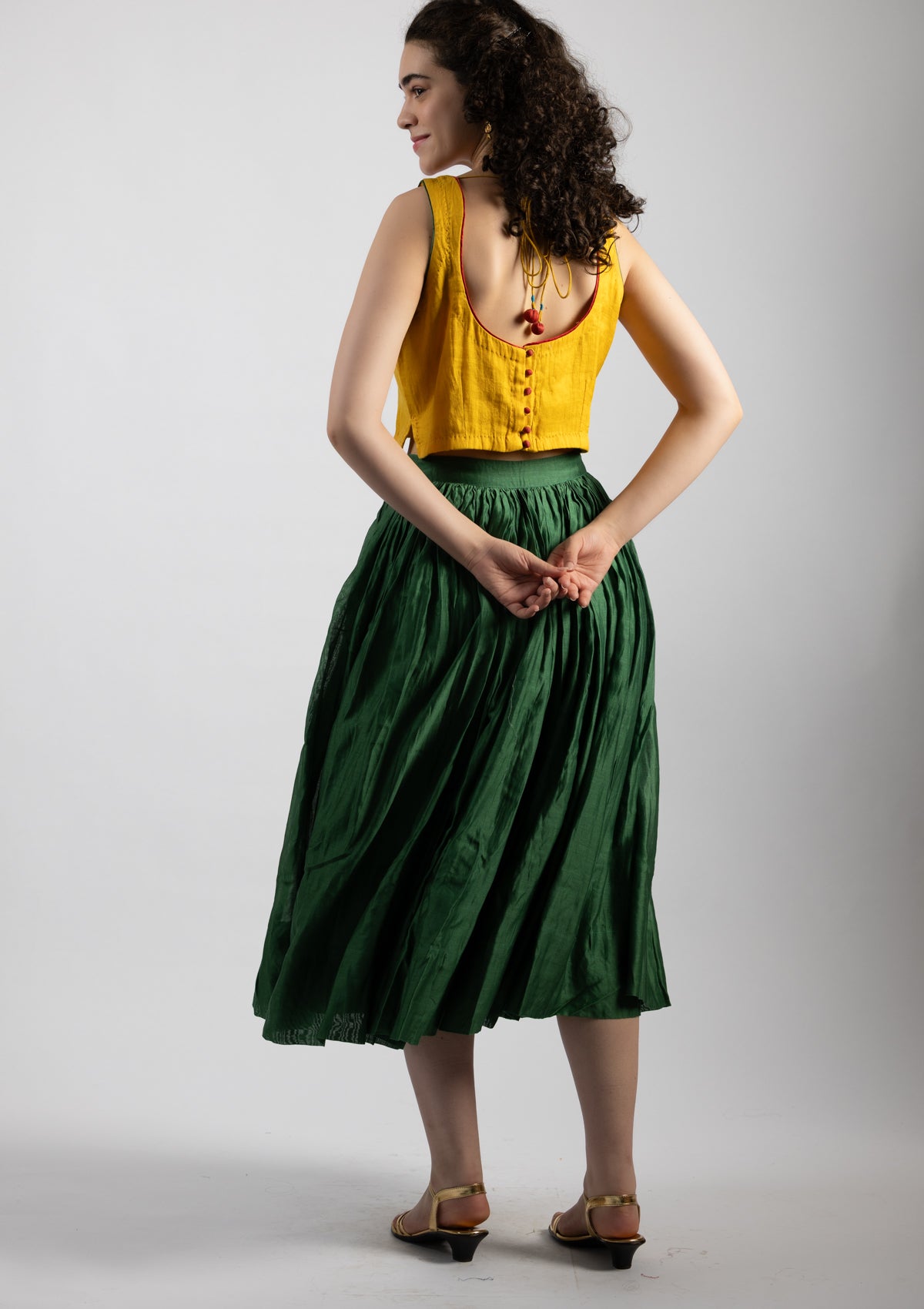 Sunlet Yellow Chanderi Top - Size Medium