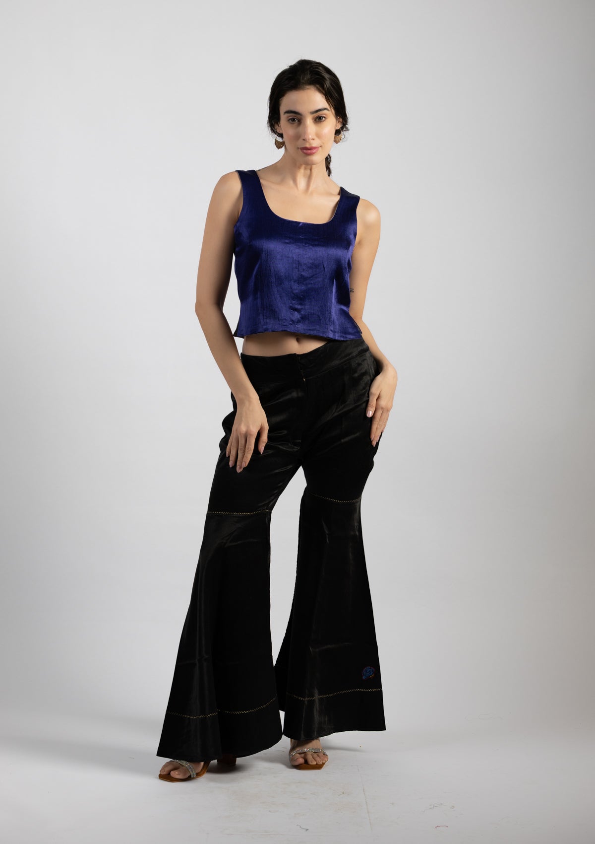 Midnight Blue Silk Top - Size Small