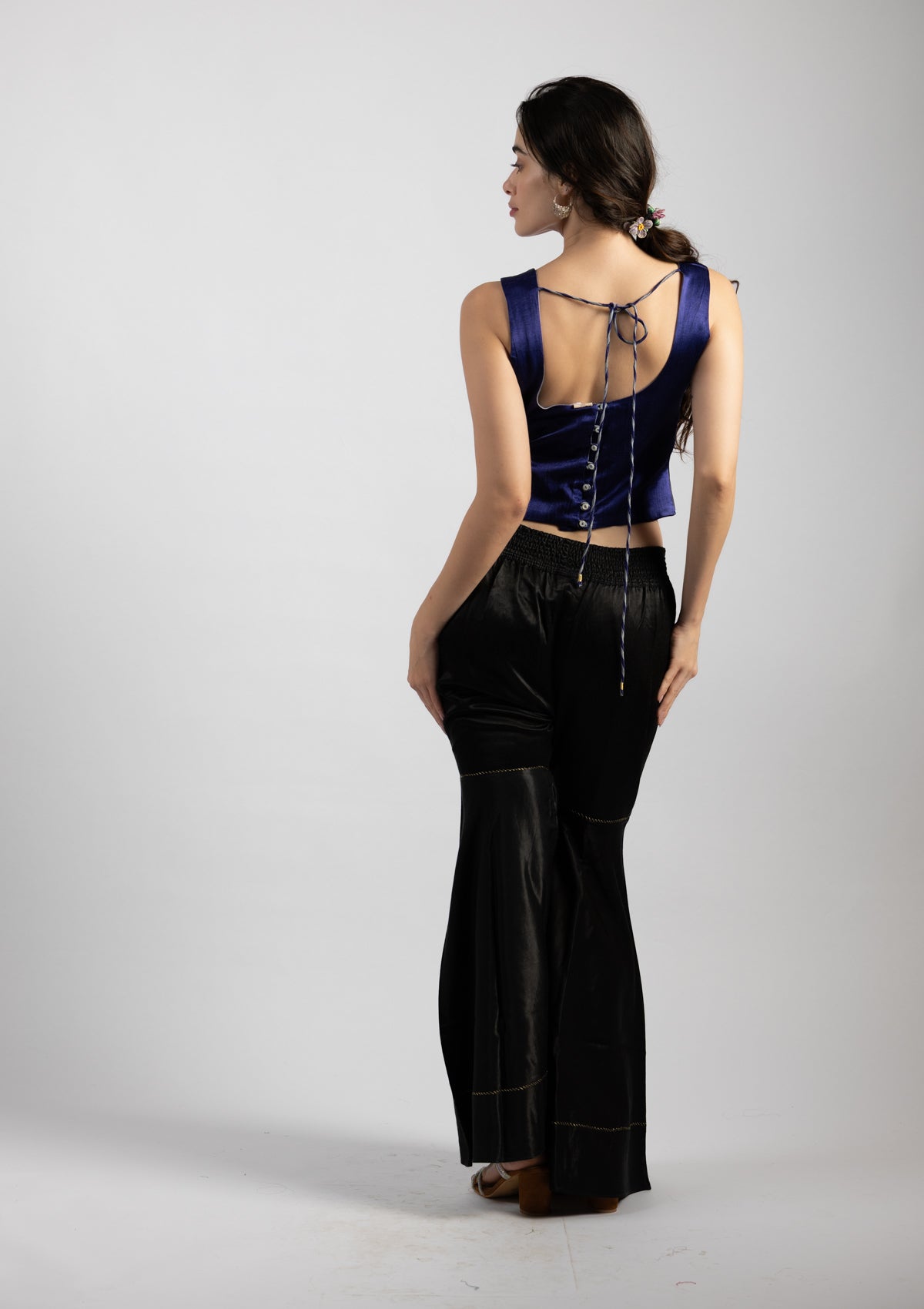 Midnight Blue Silk Top - Size Small