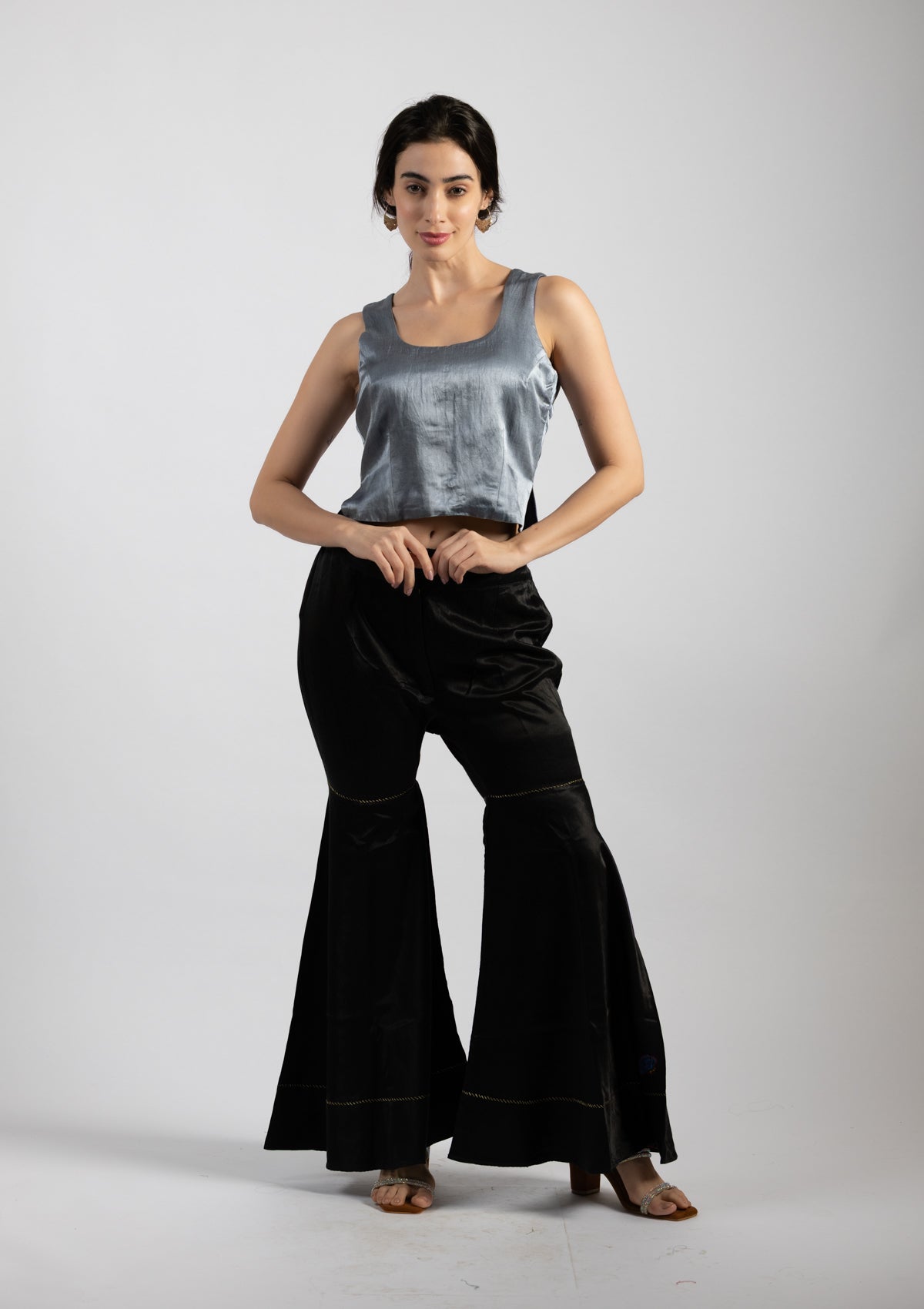 Gunmetal Mashru Top - Size Small