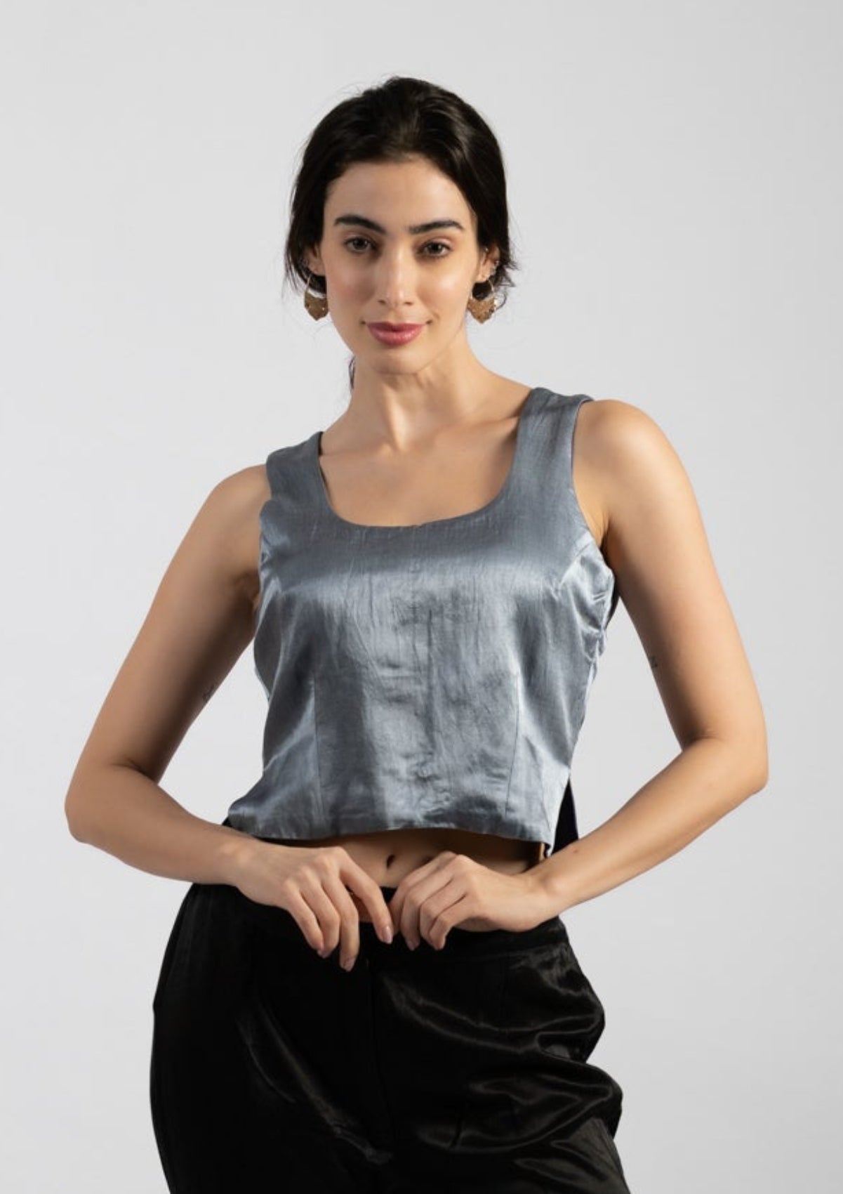 Gunmetal Mashru Top - Size Small