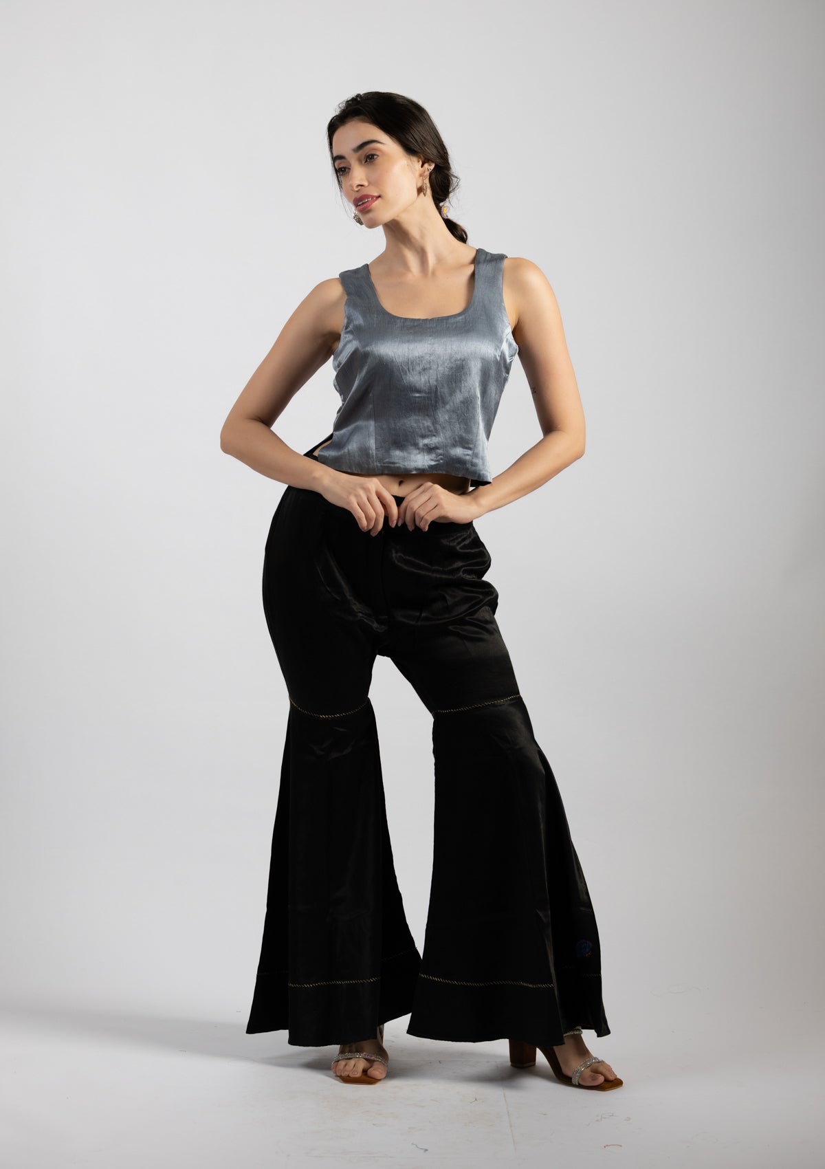 Gunmetal Mashru Top - Size Small