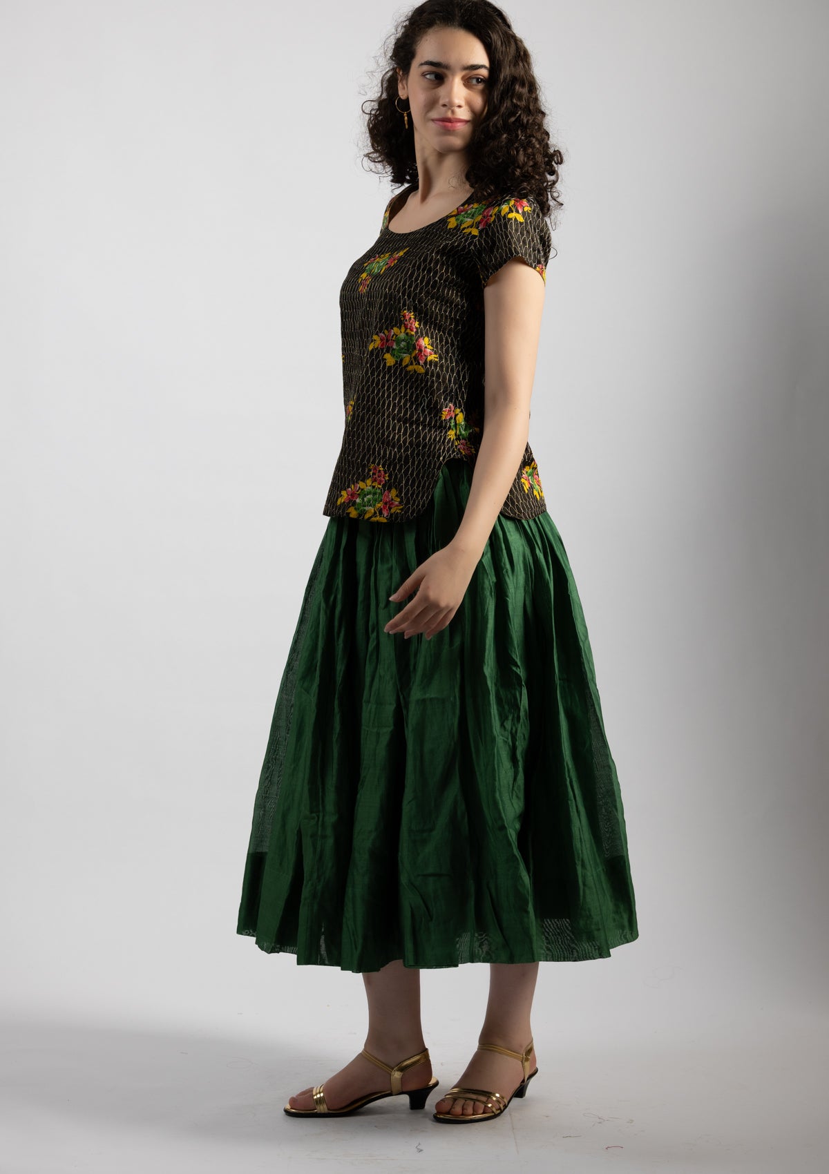 Zuri Black Embroidered Cotton Top - Size Small