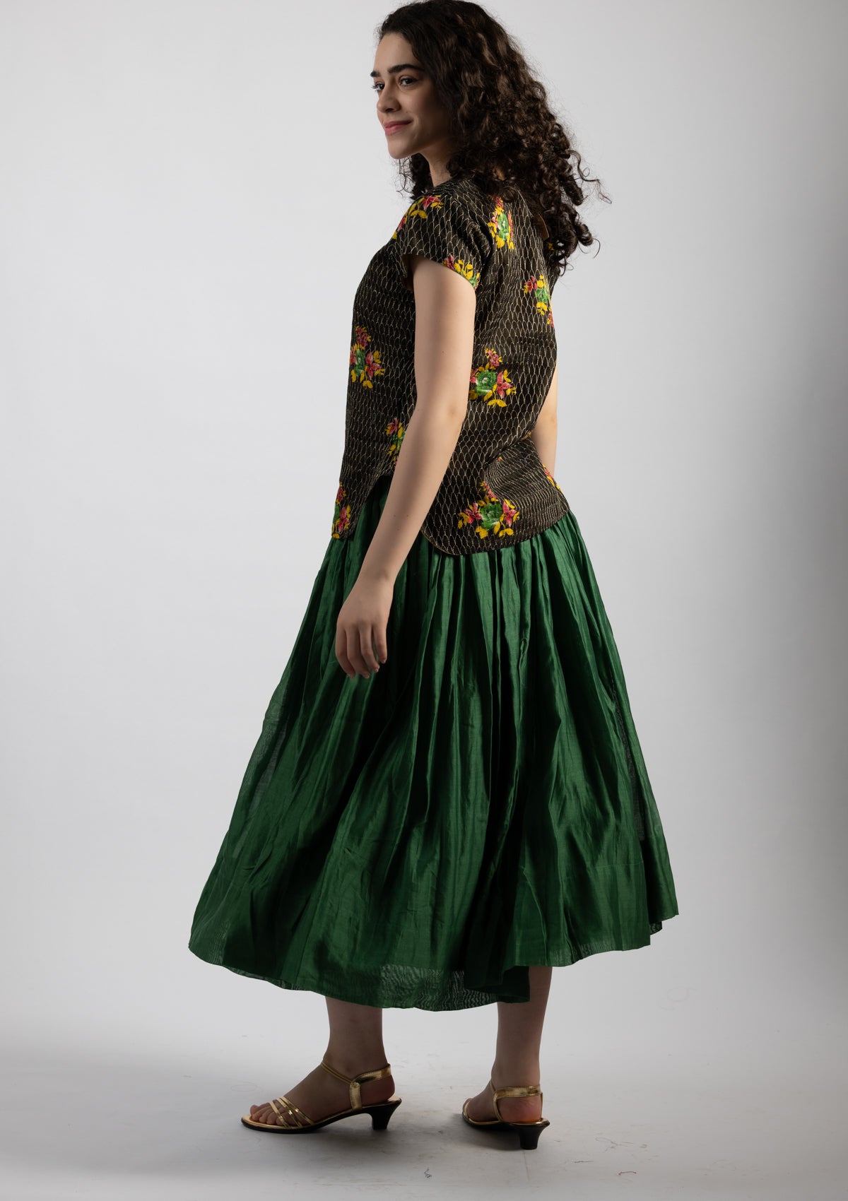 Zuri Black Embroidered Cotton Top - Size Small